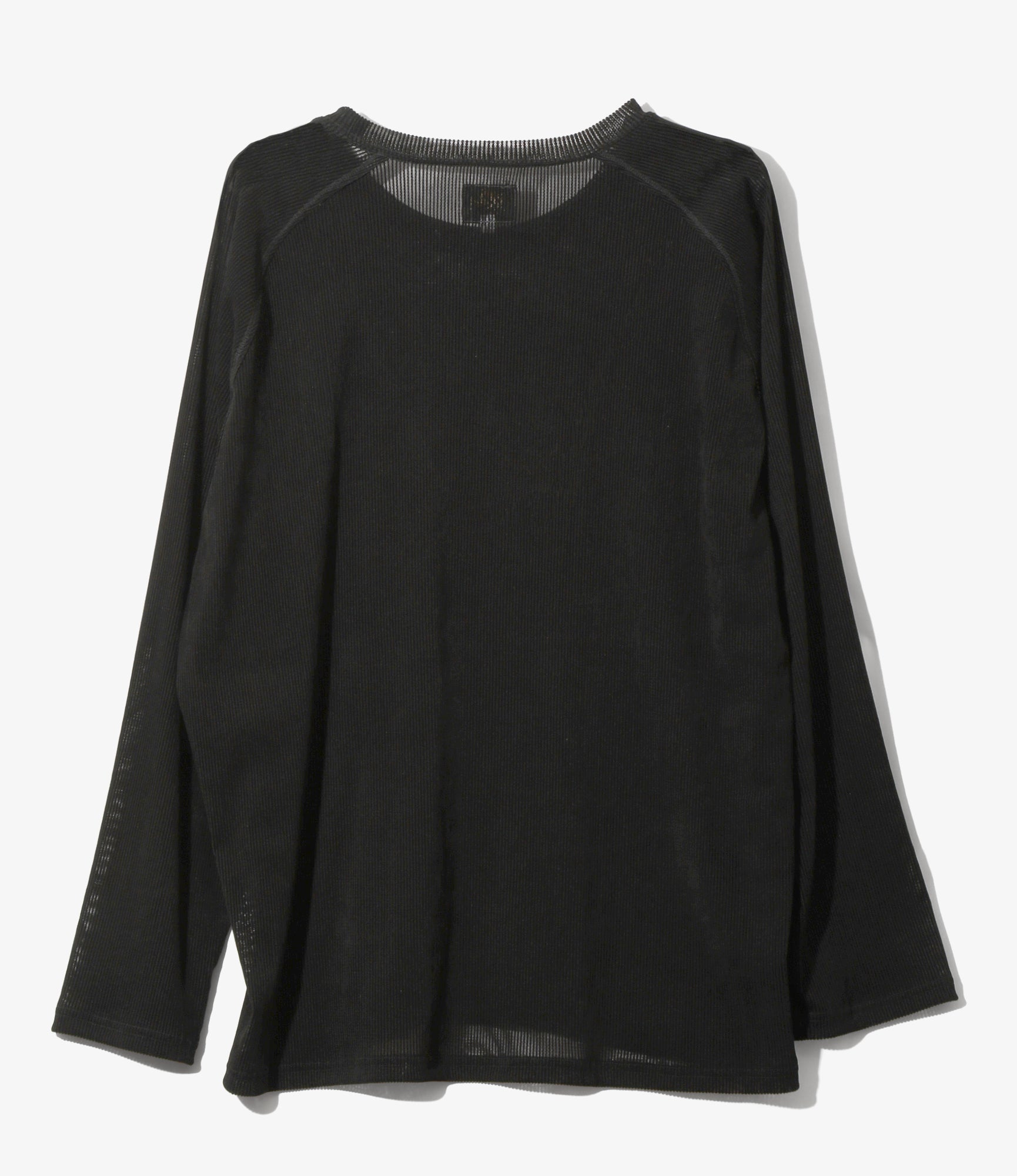 Women's L/S U-Neck Tee - Black - Flocked Stripe Lace