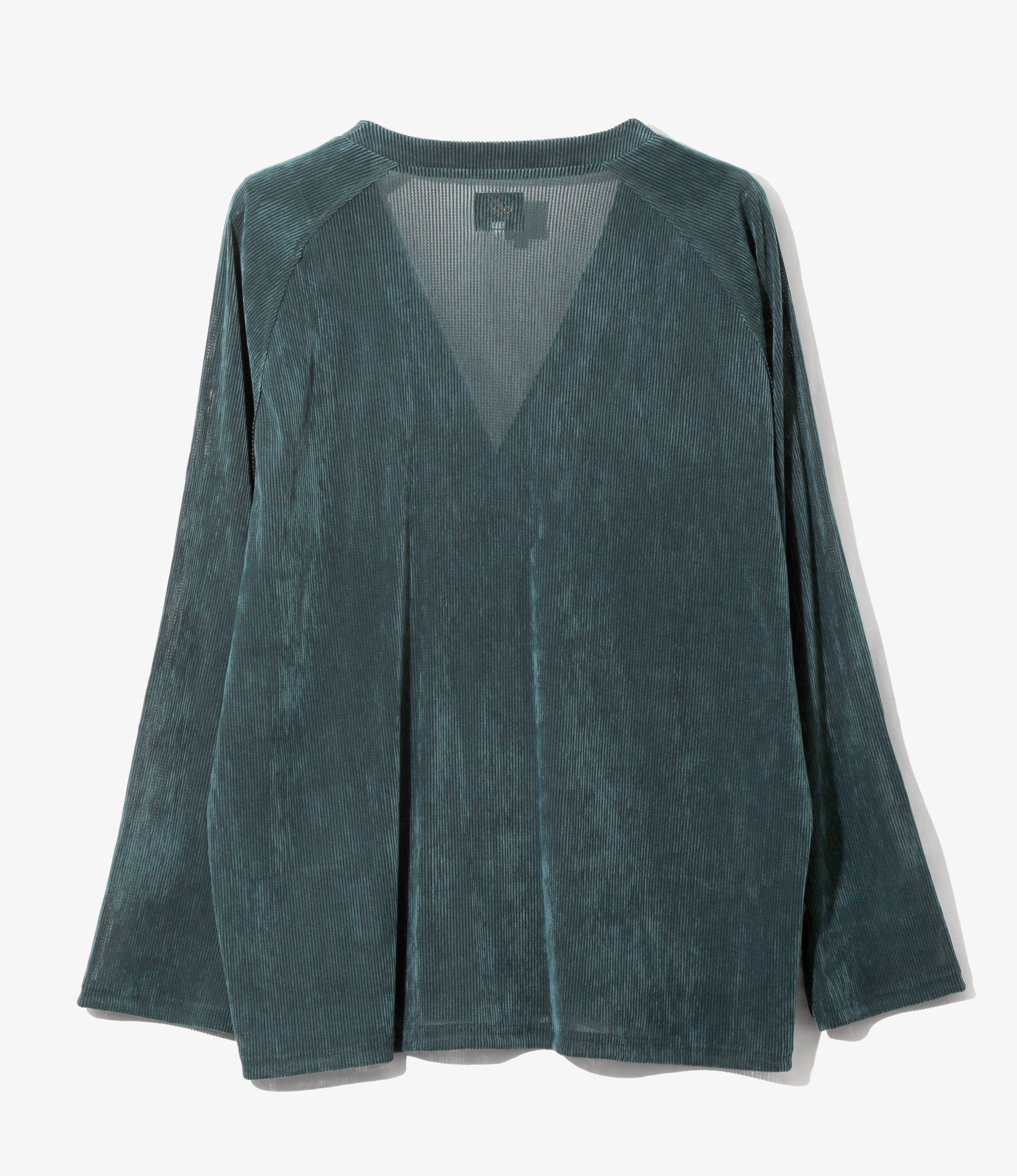 V-Neck Cardigan - Turquoise - Flocked Stripe Lace