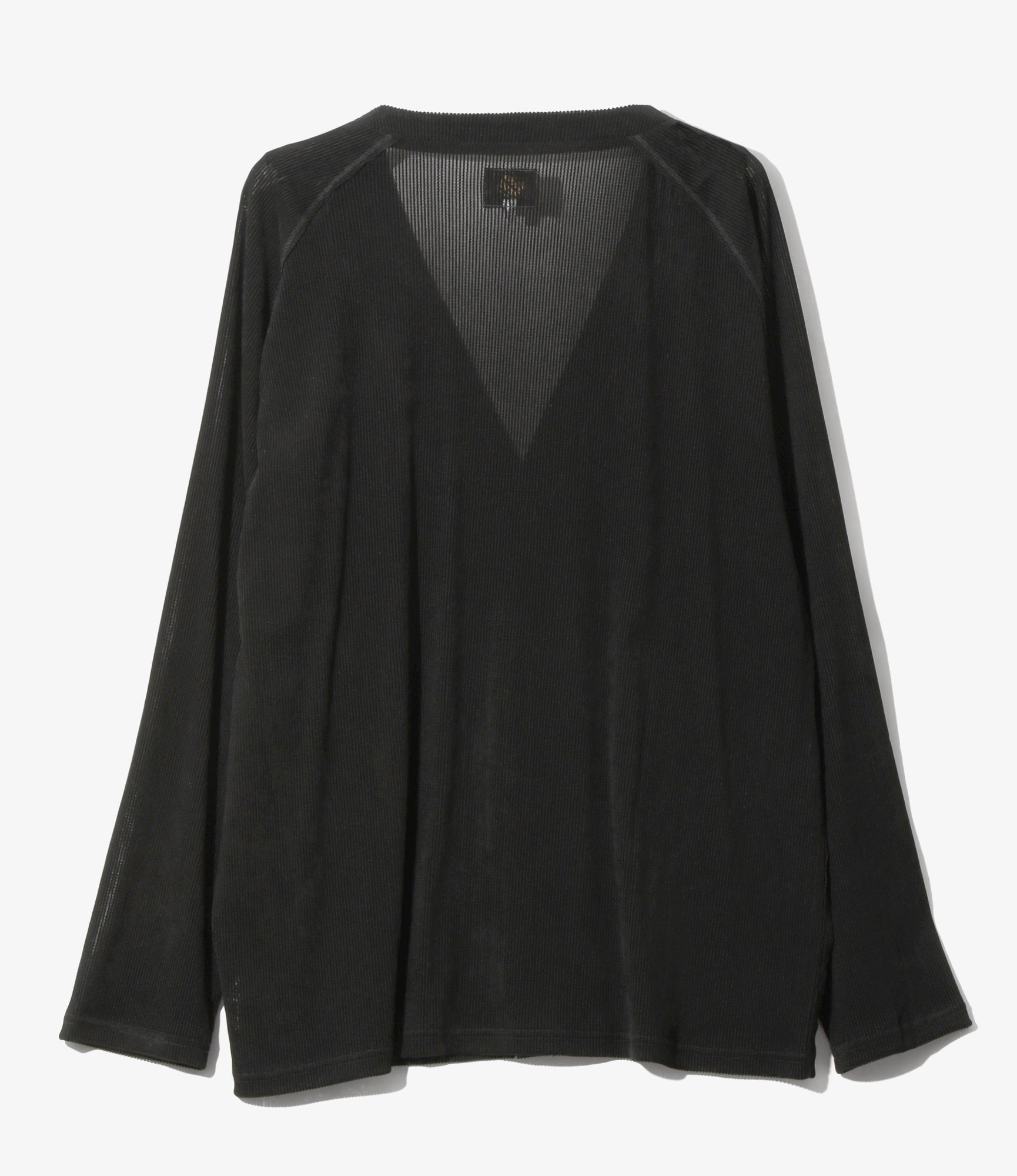 V-Neck Cardigan - Black - Flocked Stripe Lace