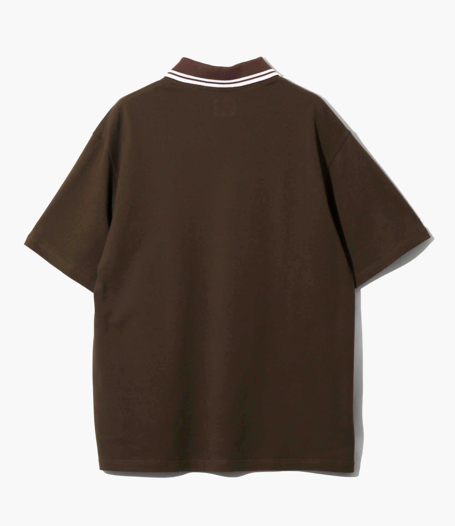 Regular Collar Polo Shirt - Brown - Cotton Pique