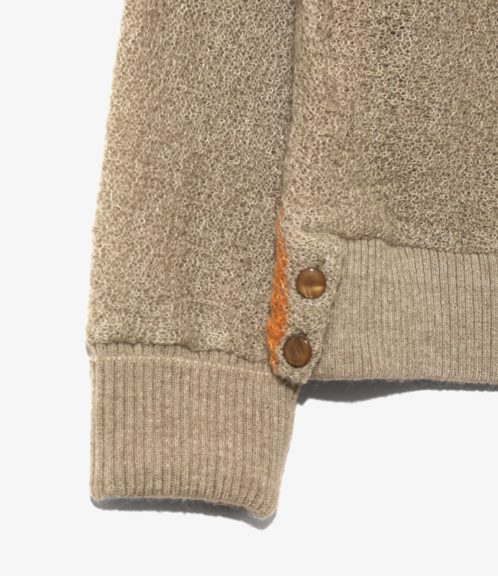 Knit Cardigan - Taupe - Crepe Weave Stripe