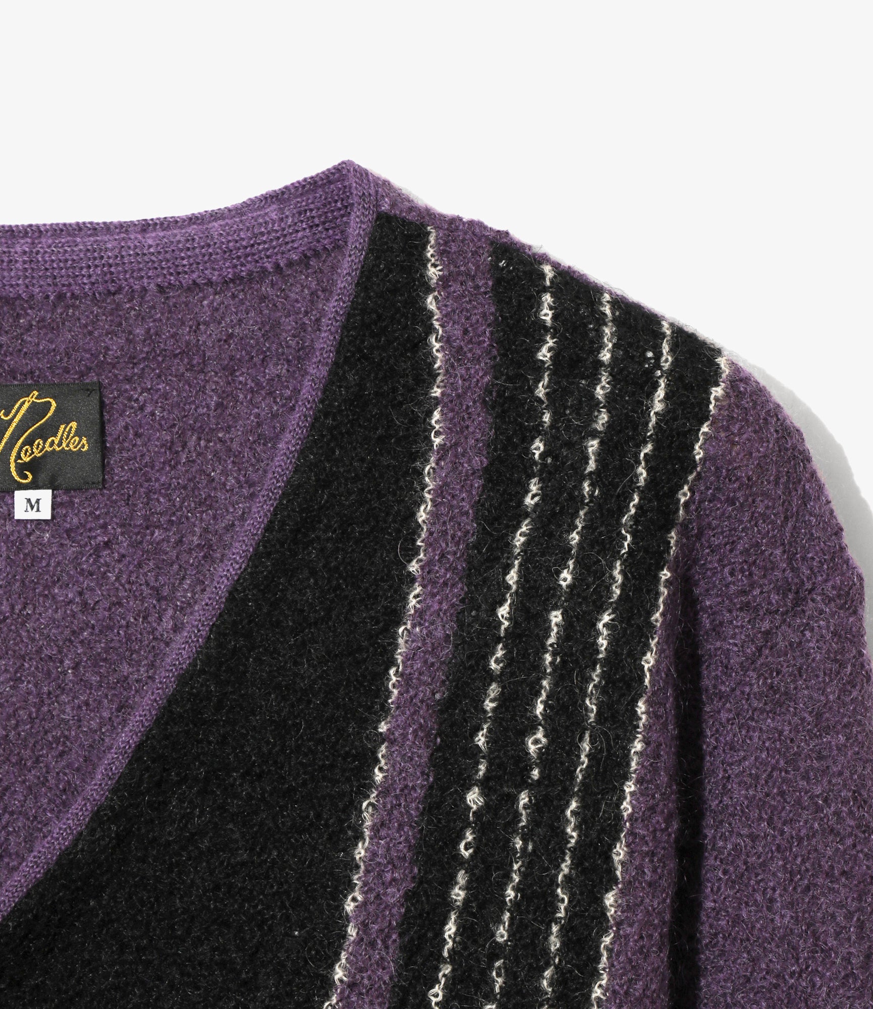 Knit Cardigan - Purple - Crepe Weave Stripe