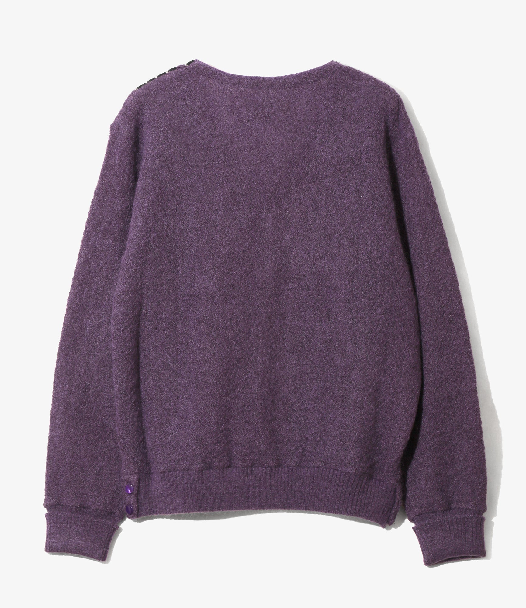Knit Cardigan - Purple - Crepe Weave Stripe