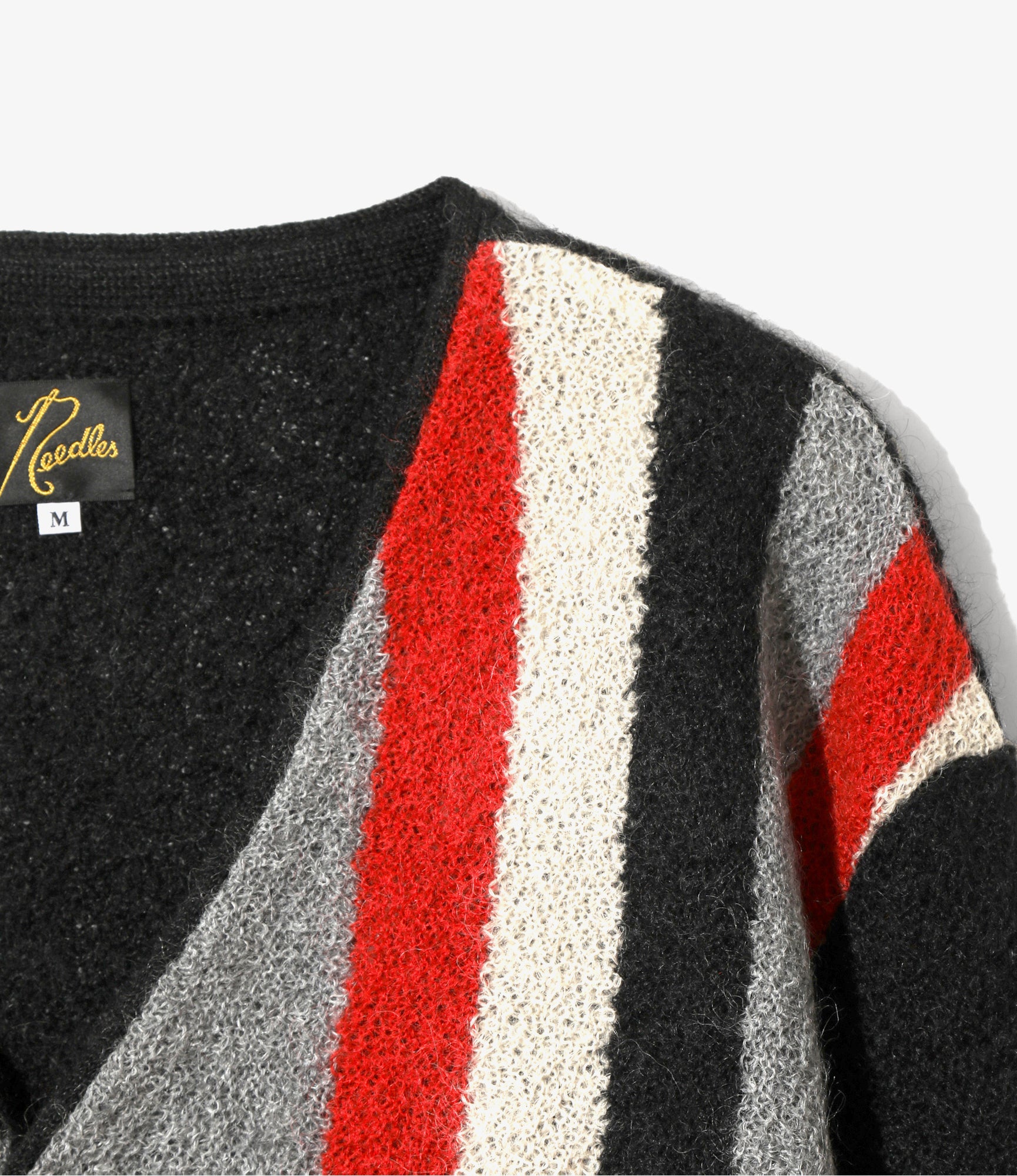 Knit Cardigan - Black - Crepe Weave Stripe