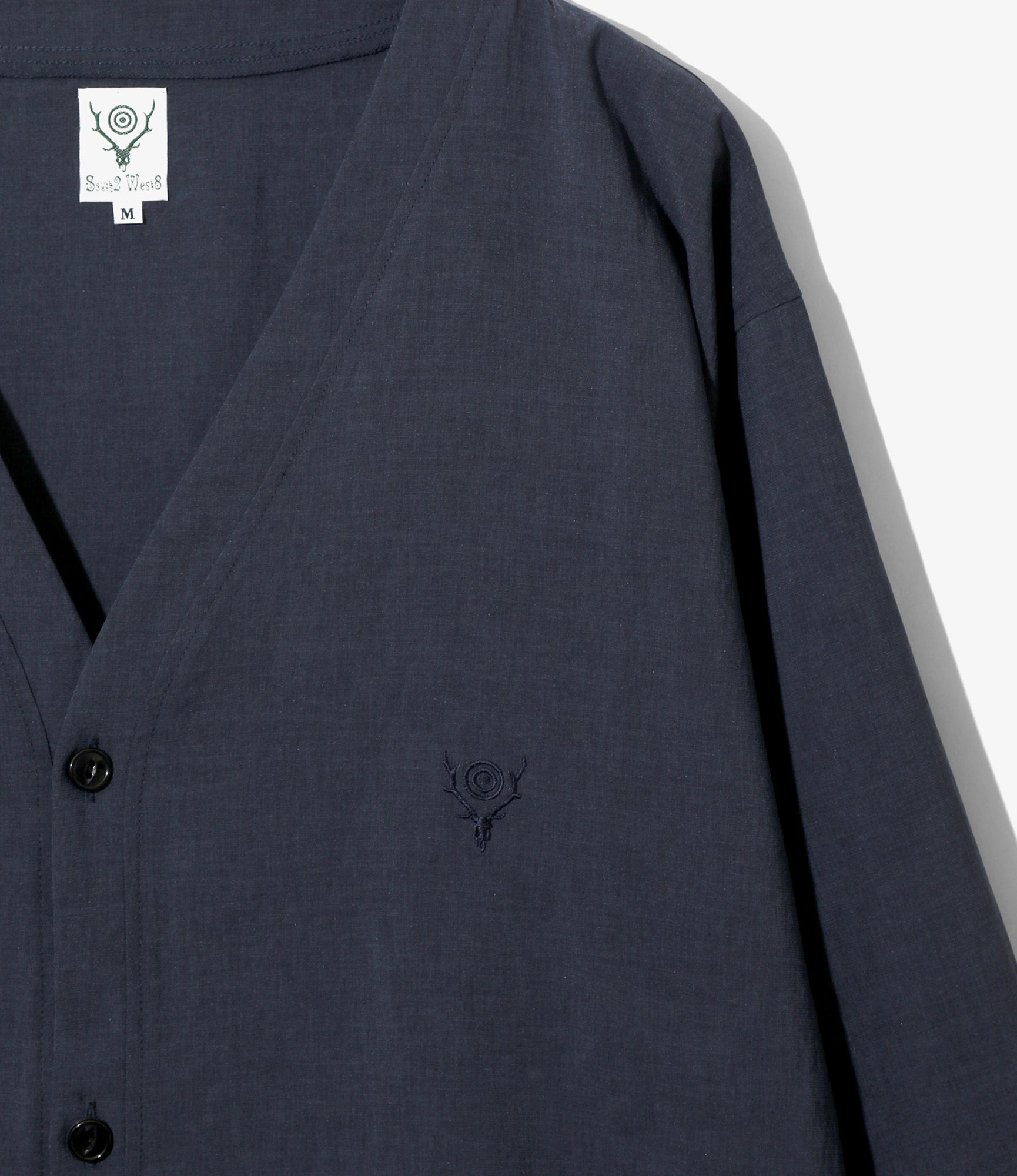 South2 West8 - V-Neck Cardigan - Navy - Poly Oxford | Nepenthes