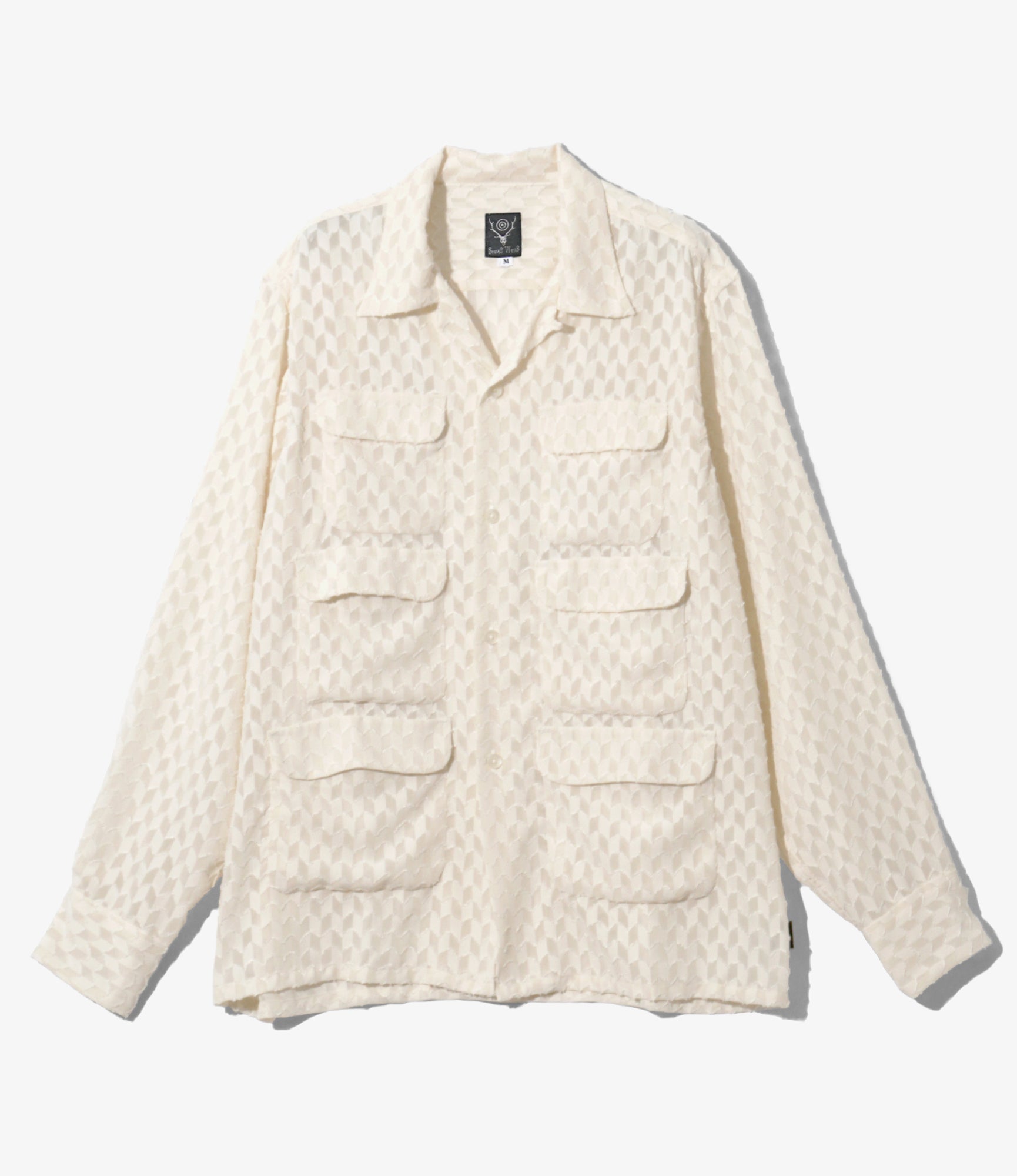 Women's 6 Pocket Shirt - Ivory - Poly Chiffon Cut Jq