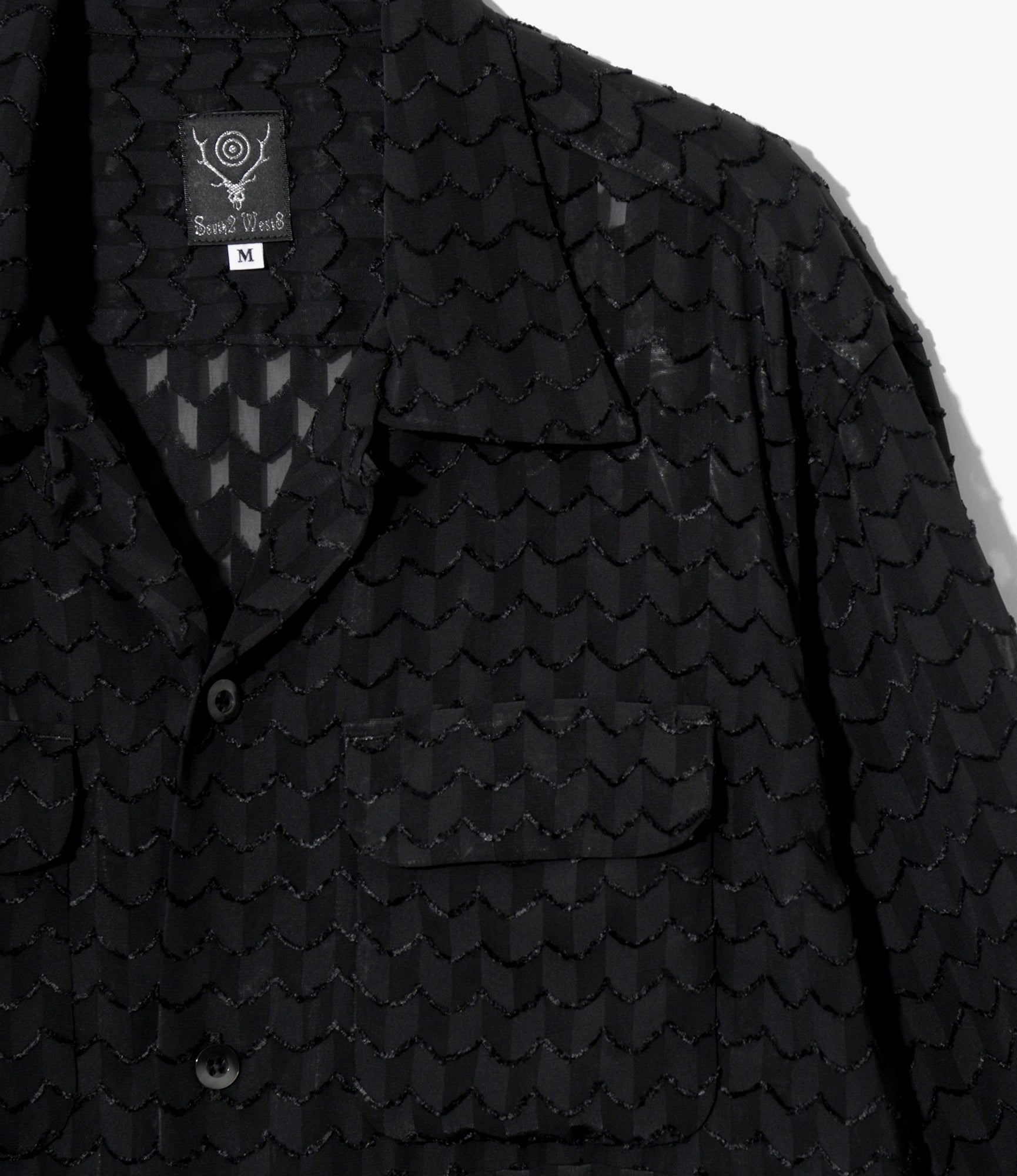 Women's 6 Pocket Shirt - Black - Poly Chiffon Cut Jq