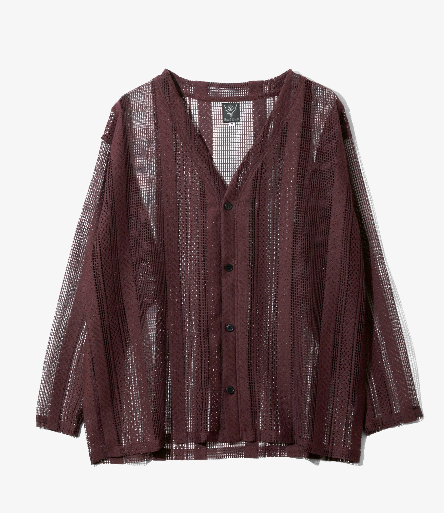 トップス South2 West8 - S.S. V Neck Cardigan South2 West8 - Women's V-Neck Cardigan - Dk. Purple - Poly Lace Jq