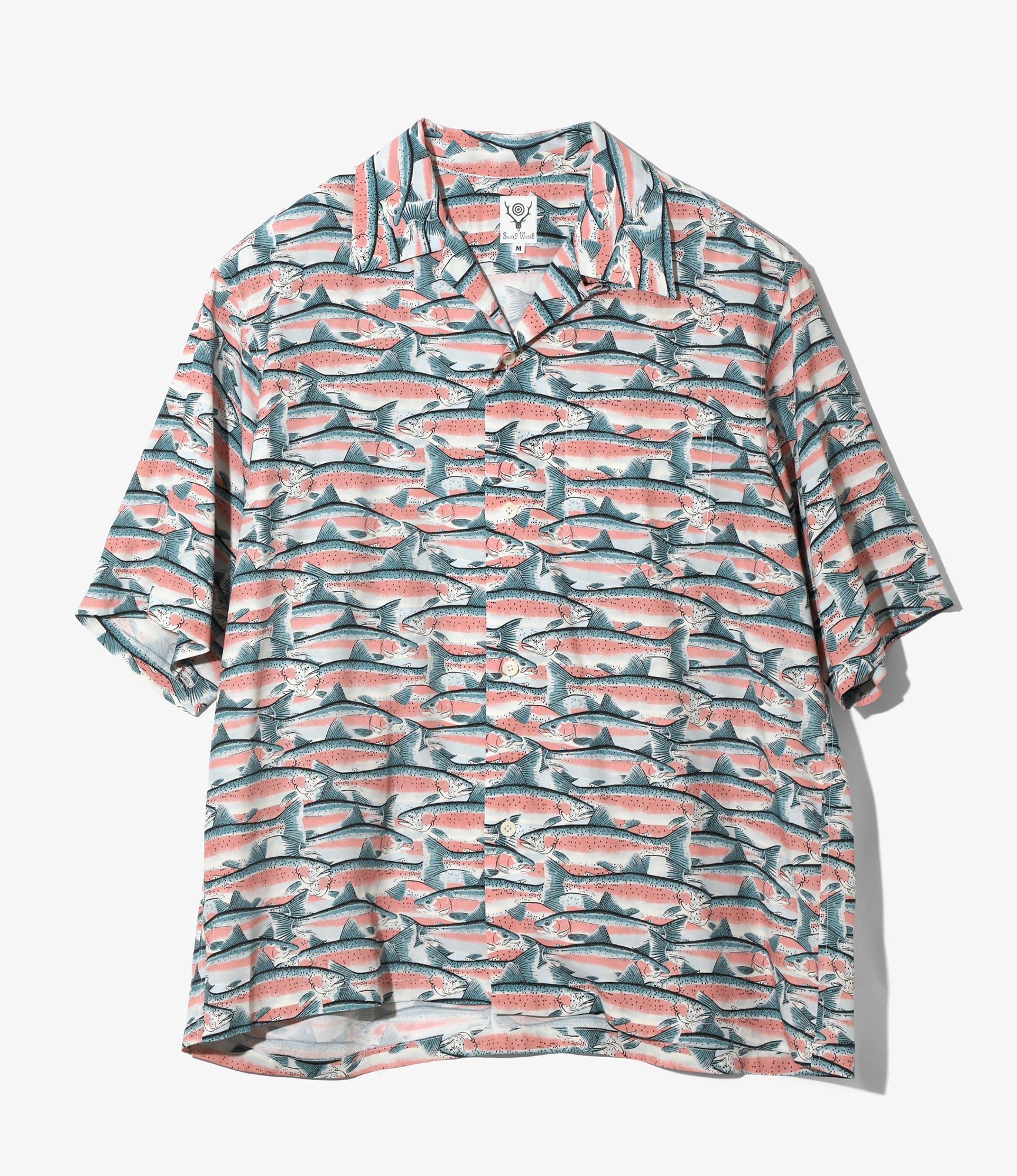 S/S Open Collar Shirt - Blue - Trout