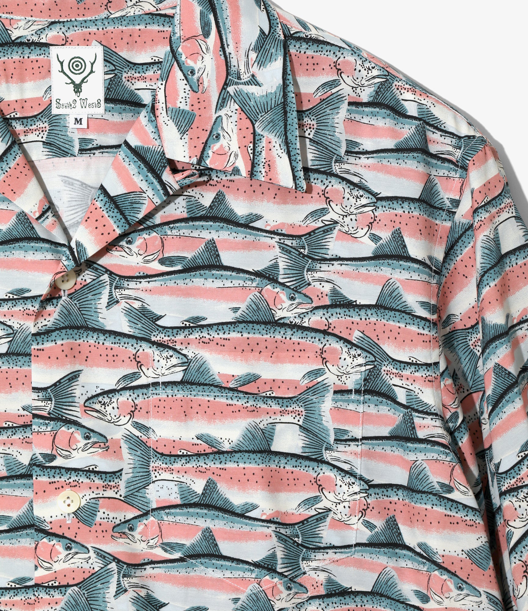 S/S Open Collar Shirt - Blue - Trout