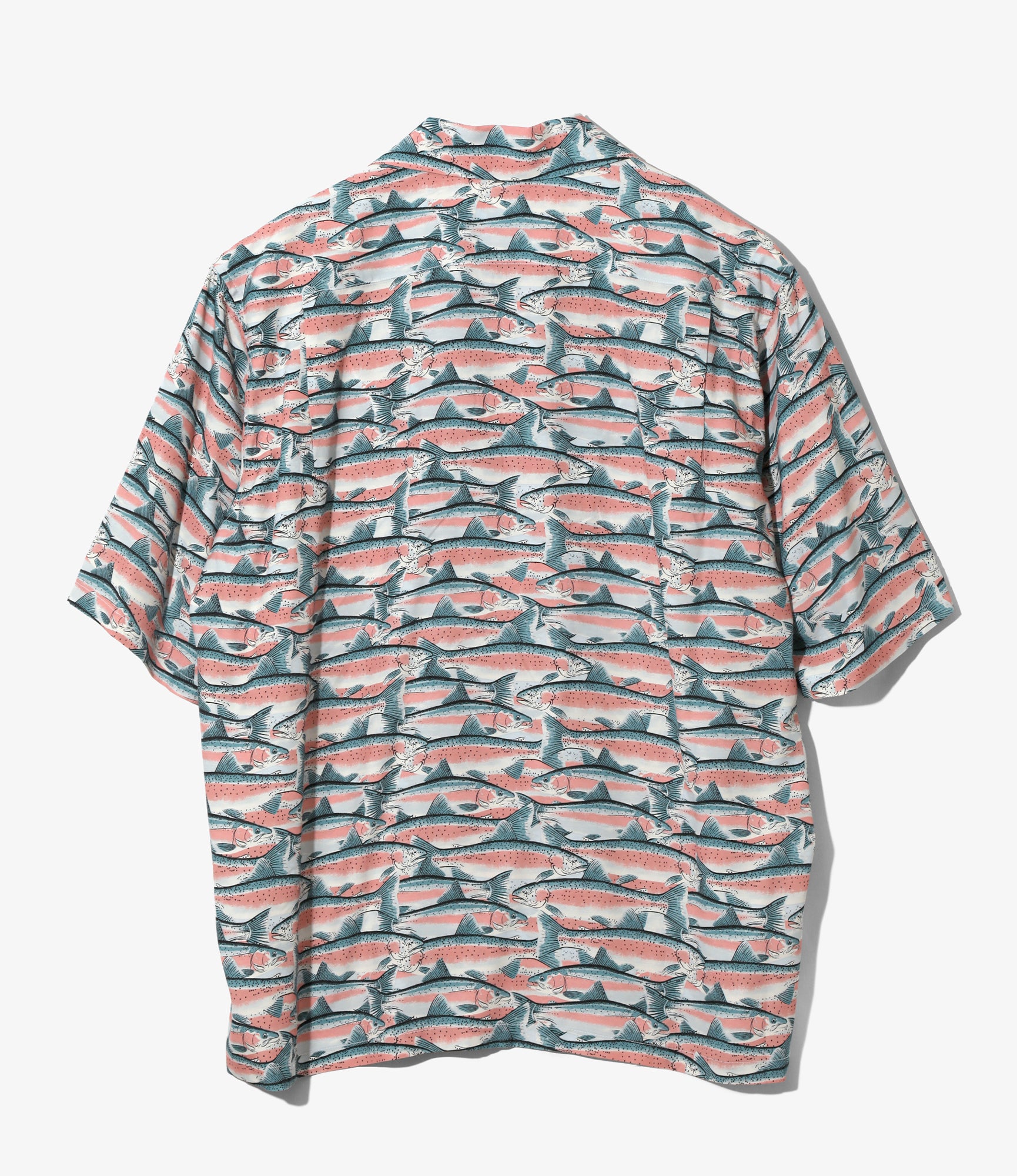 S/S Open Collar Shirt - Blue - Trout