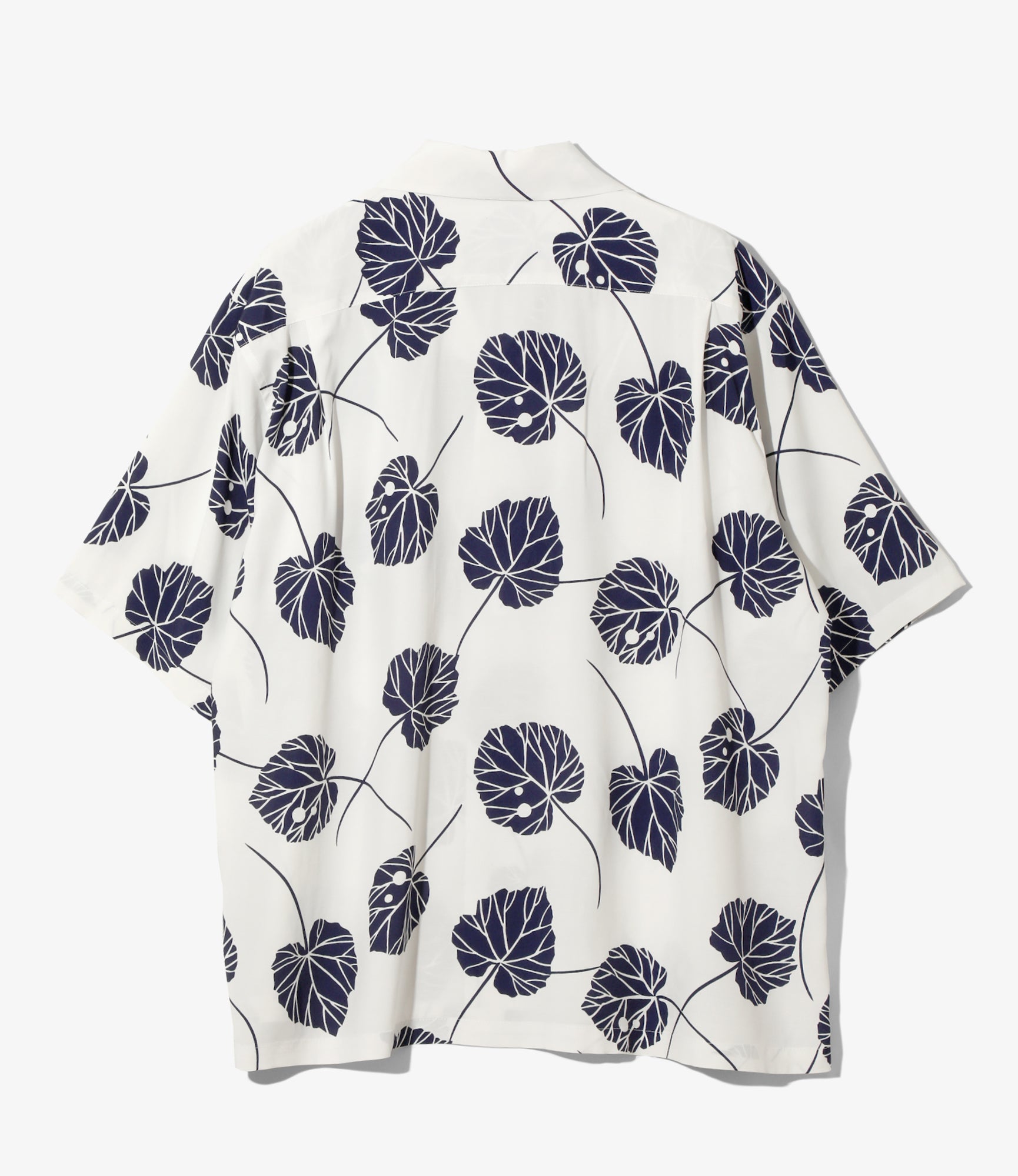 S/S Open Collar Shirt - White - Leaf