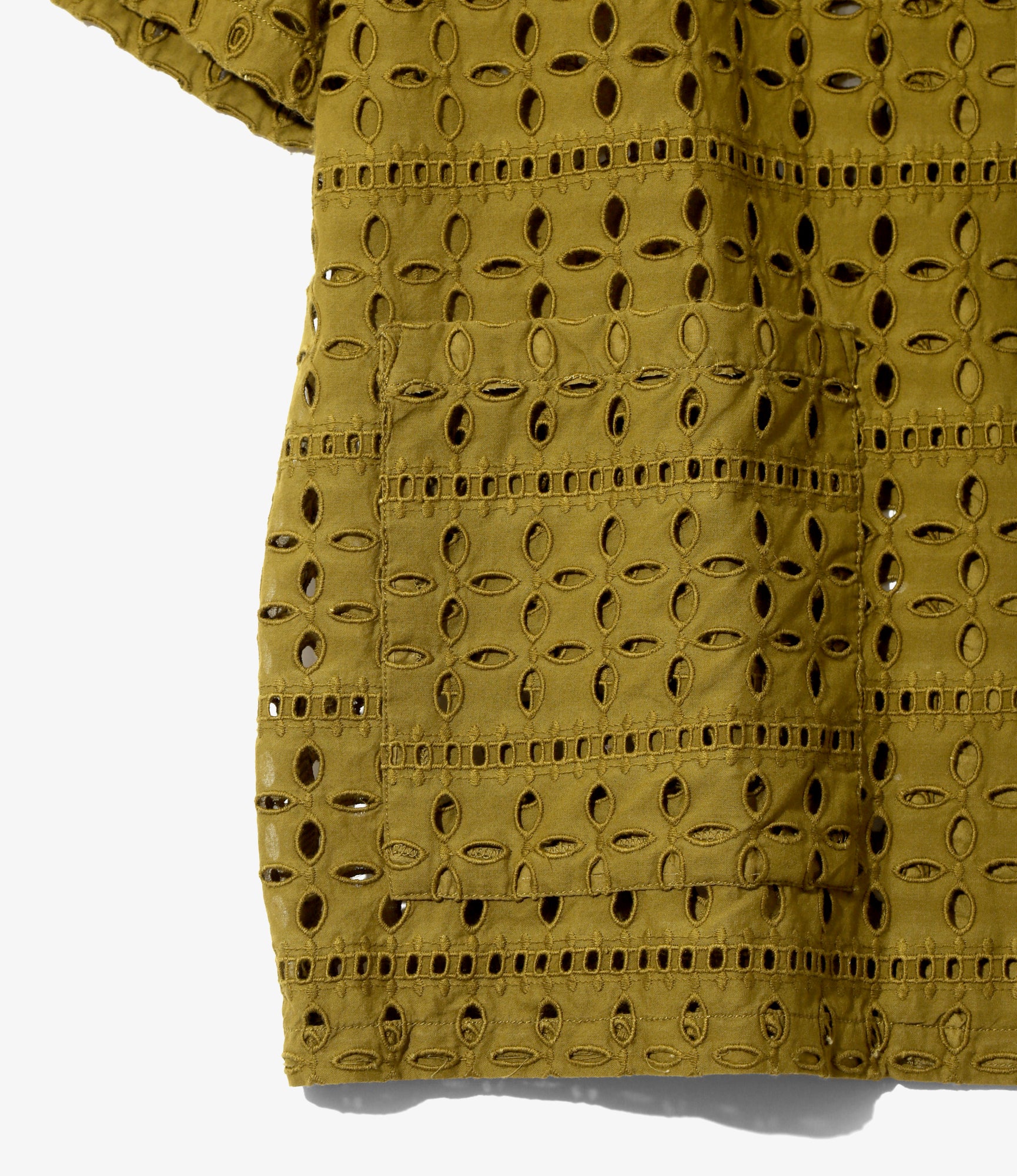 Cabana Shirt - Olive - Cutwork Embroidery
