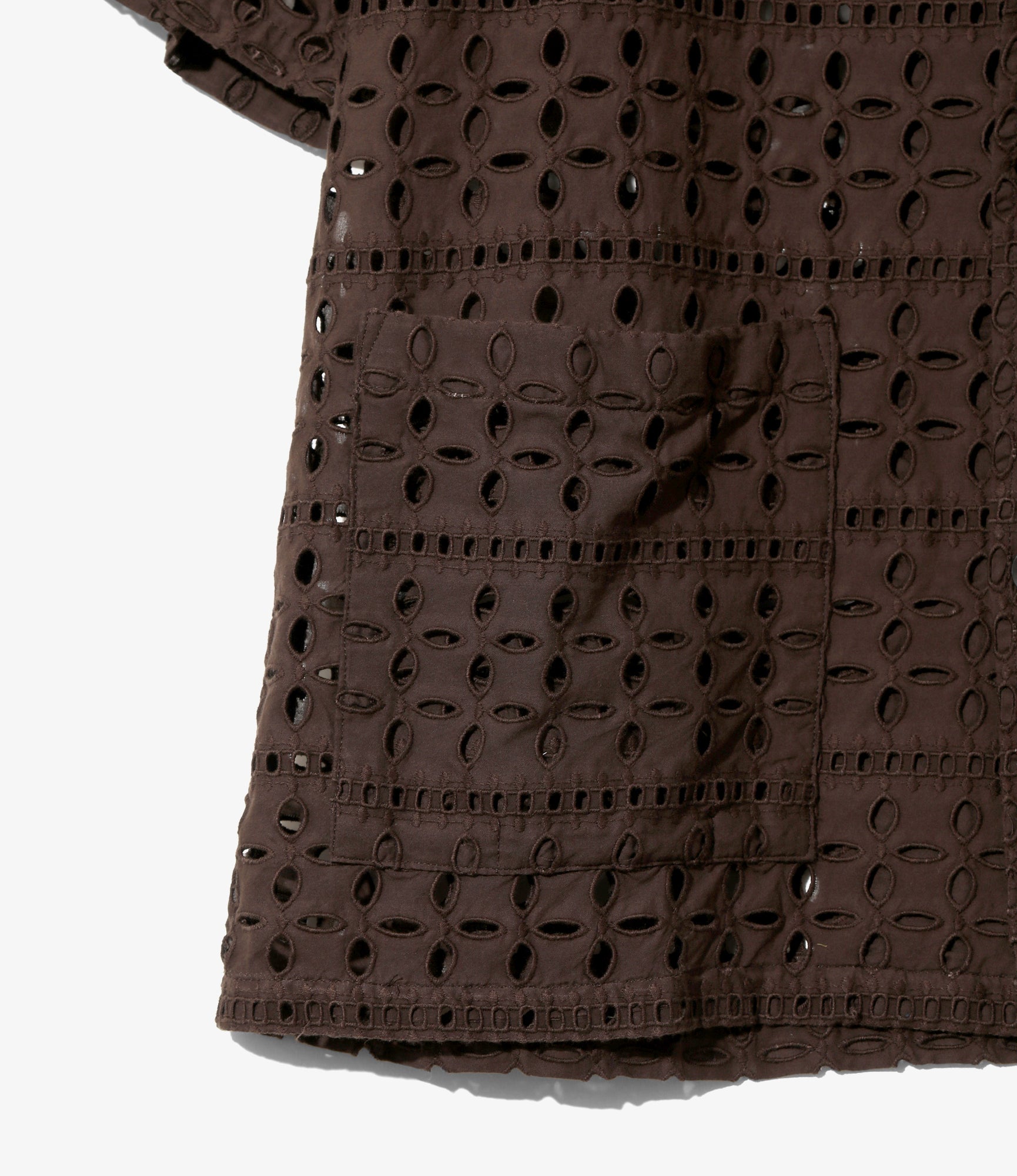 Women's Cabana Shirt - Dk.Brown - Cutwork Embroidery