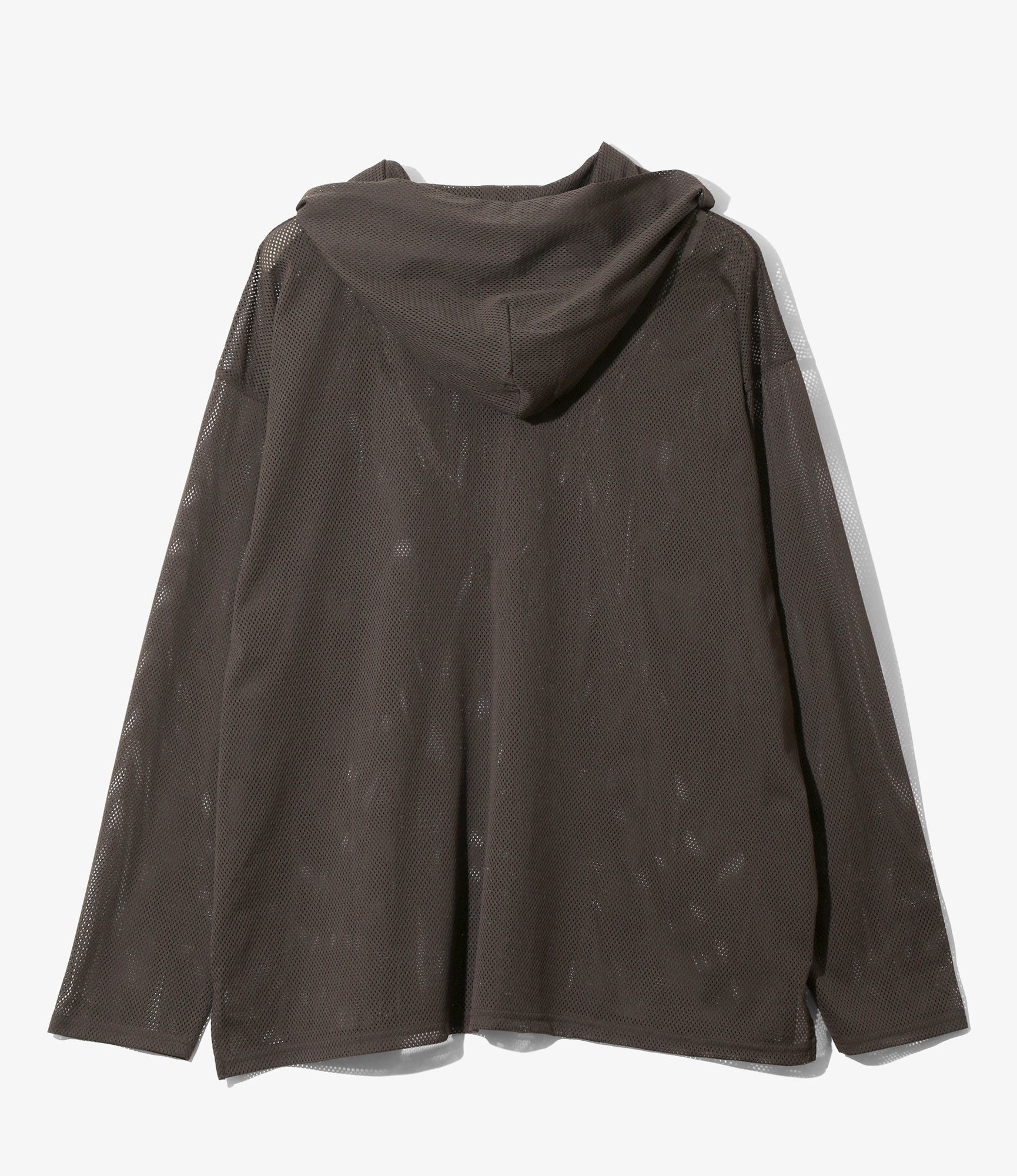 Zipped Hoody - Dk.Brown - Knit Mesh