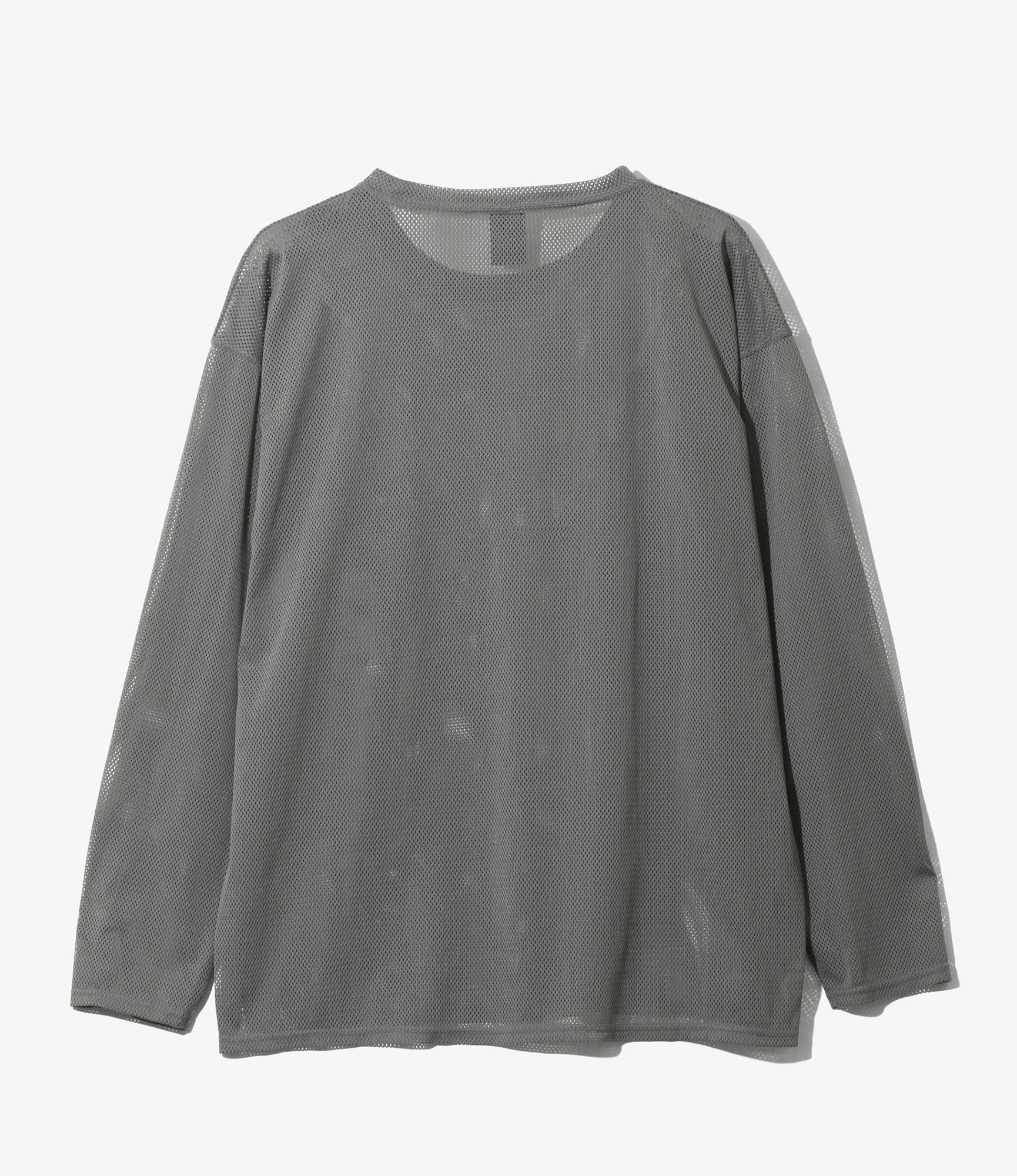 L/S Crew Neck Shirt - Grey - Knit Mesh