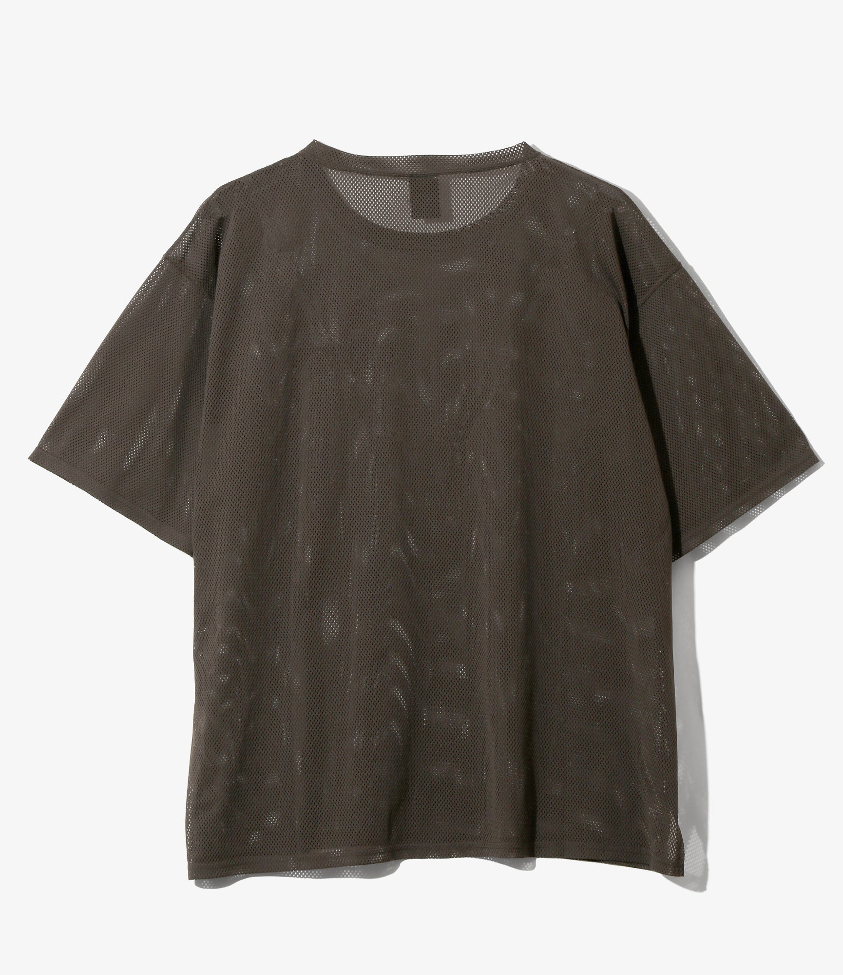 S/S Crew Neck Shirt - Dk. Brown - Knit Mesh