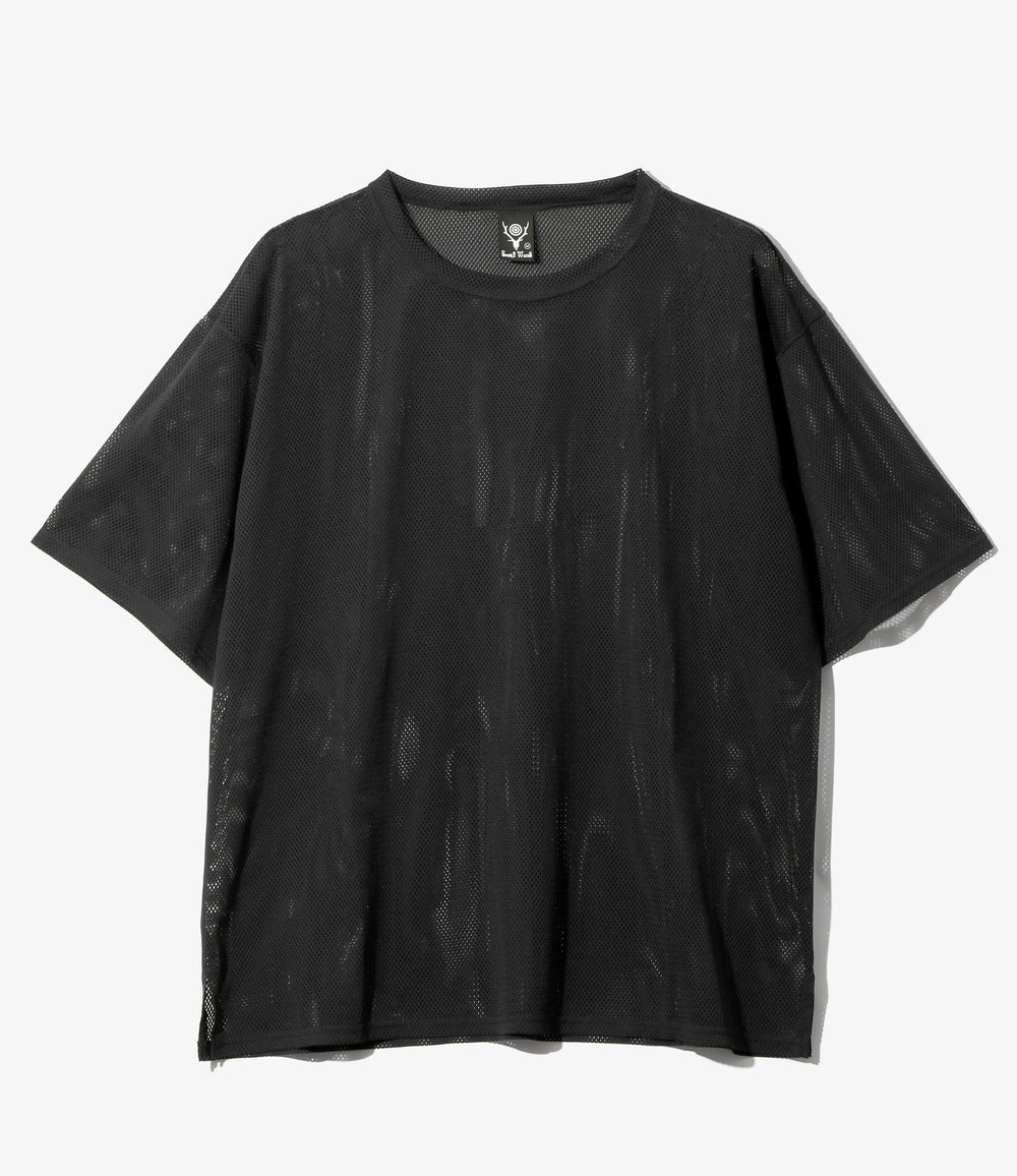 South2 West8 - S/S Crew Neck Shirt - Black - Knit Mesh | Nepenthes 