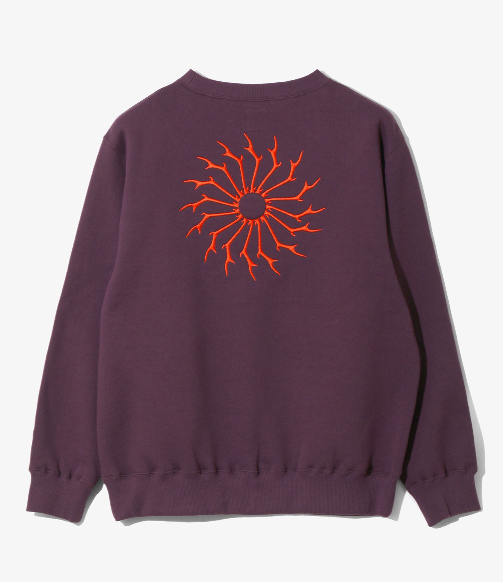 Women's Crew Neck Sweat Shirt - Purple - Cotton French Terry