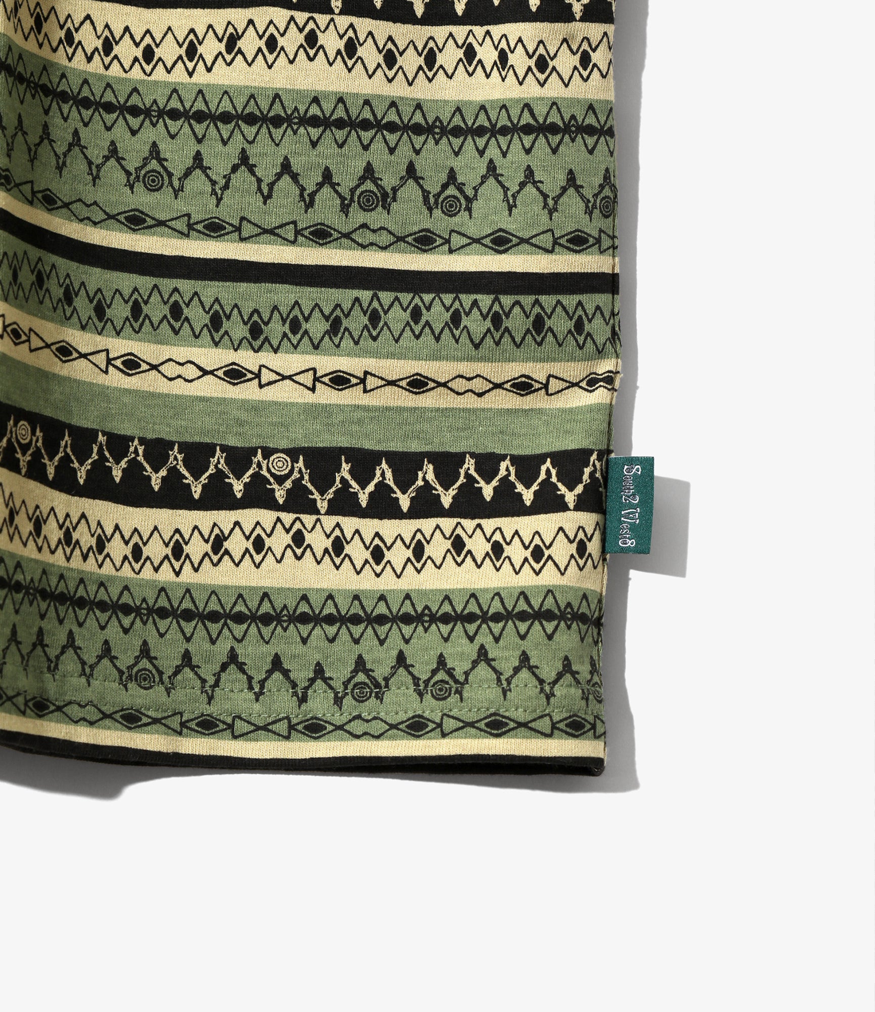 S/S Polo Shirt - Olive - Cotton Jersey / Stripe Printed
