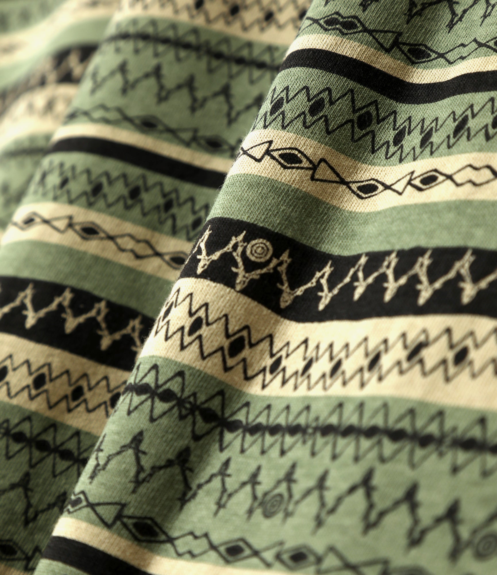 S/S Polo Shirt - Olive - Cotton Jersey / Stripe Printed