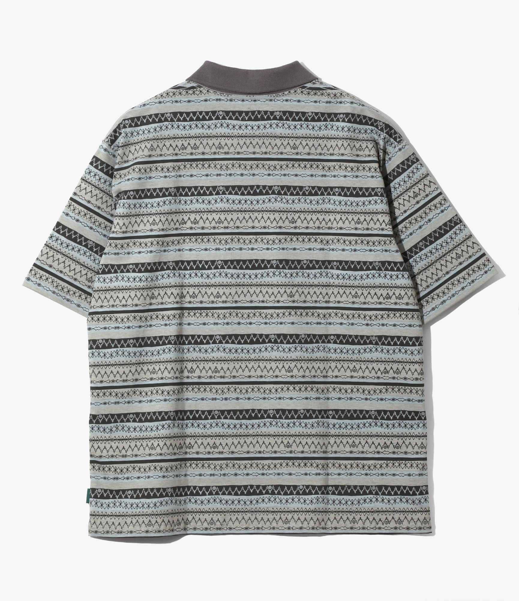 S/S Polo Shirt - Grey - Cotton Jersey / Stripe Printed