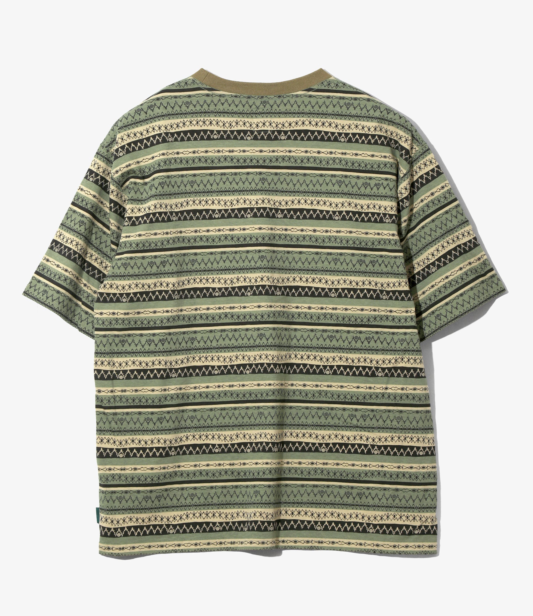 S/S Crew Neck Tee - Olive - Stripe Jersey / Stripe Printed