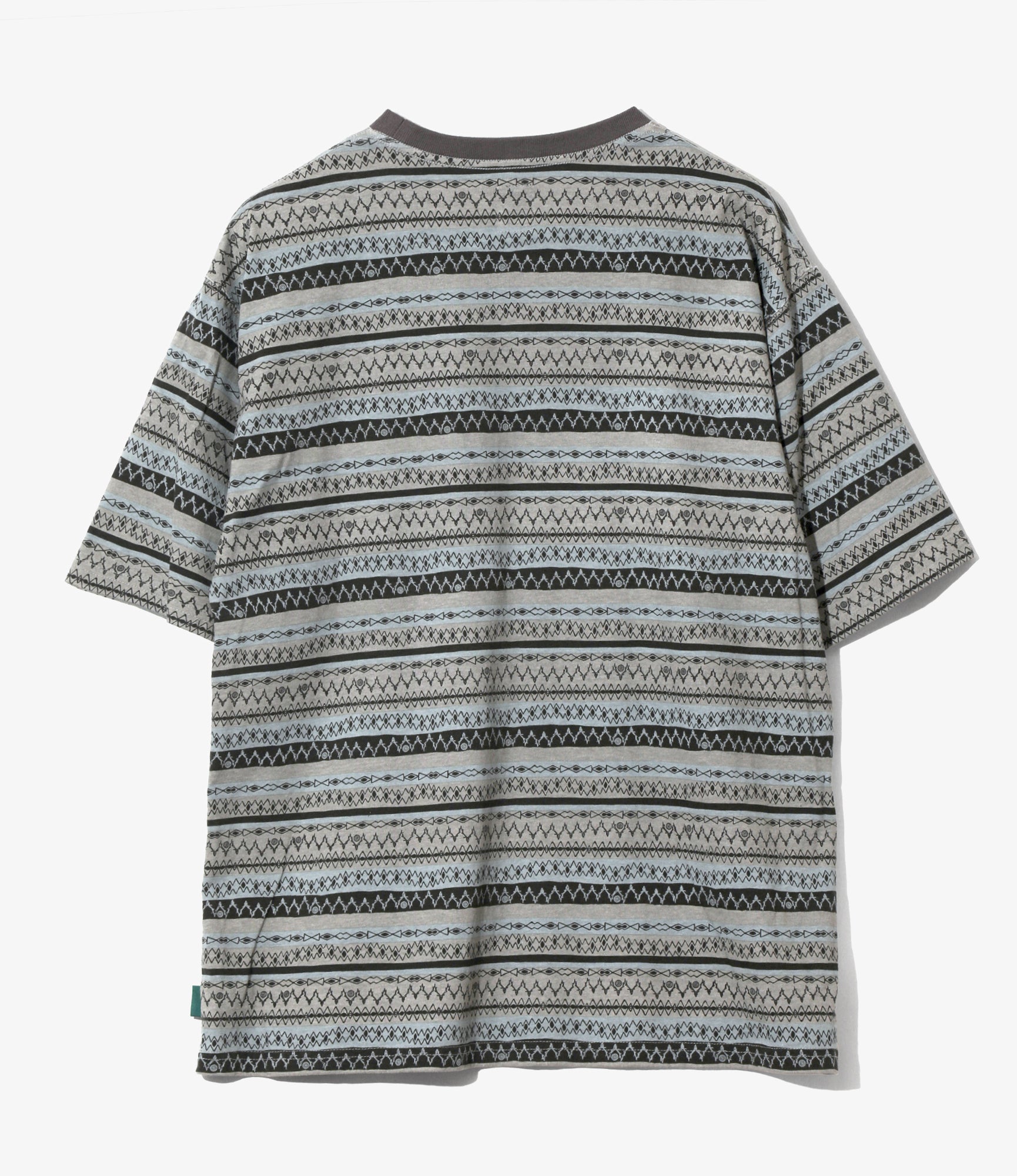 S/S Crew Neck Tee - Grey - Stripe Jersey / Stripe Printed