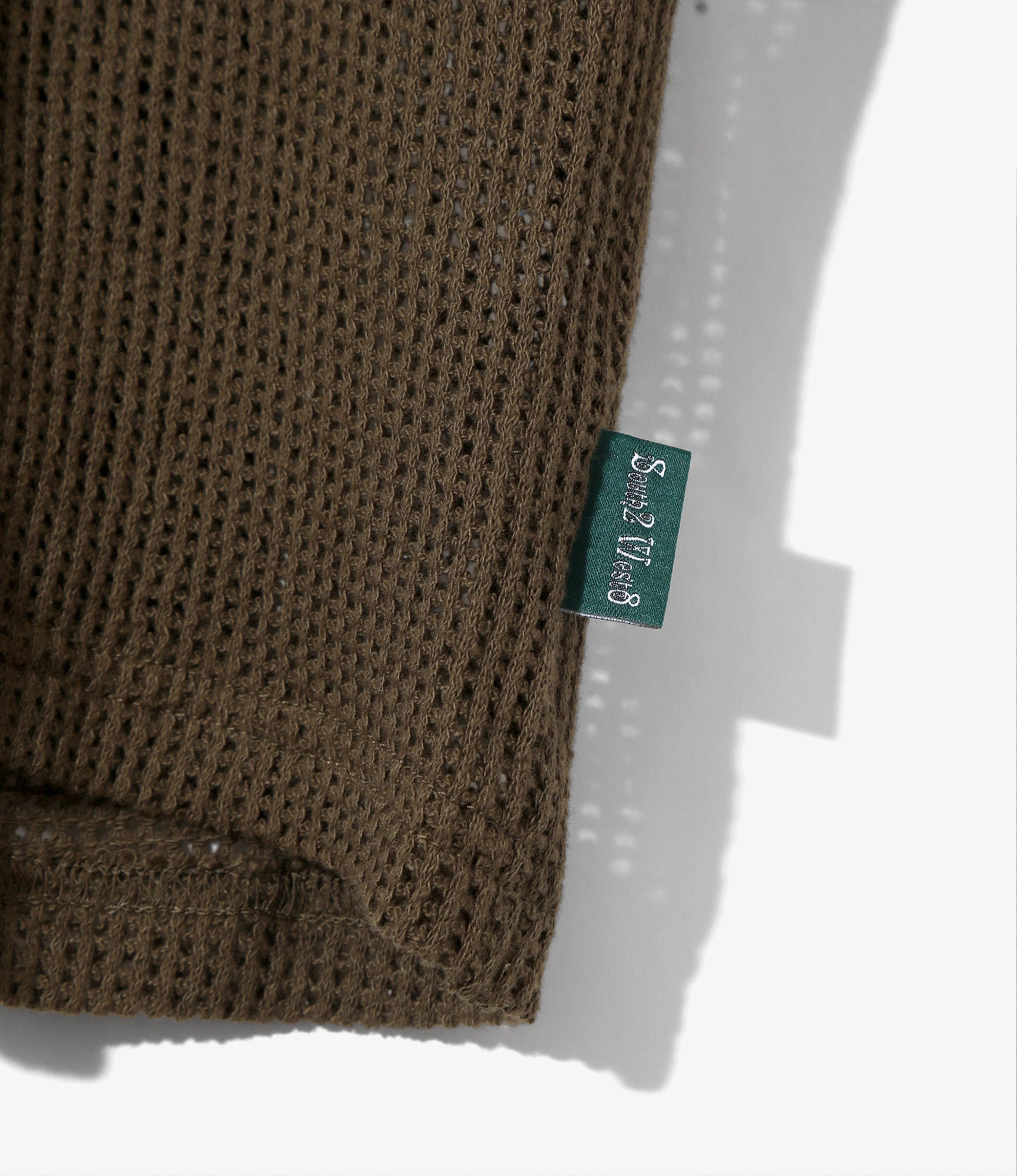 Women's S/S Open Collar Shirt - Olive - Cotton Mesh