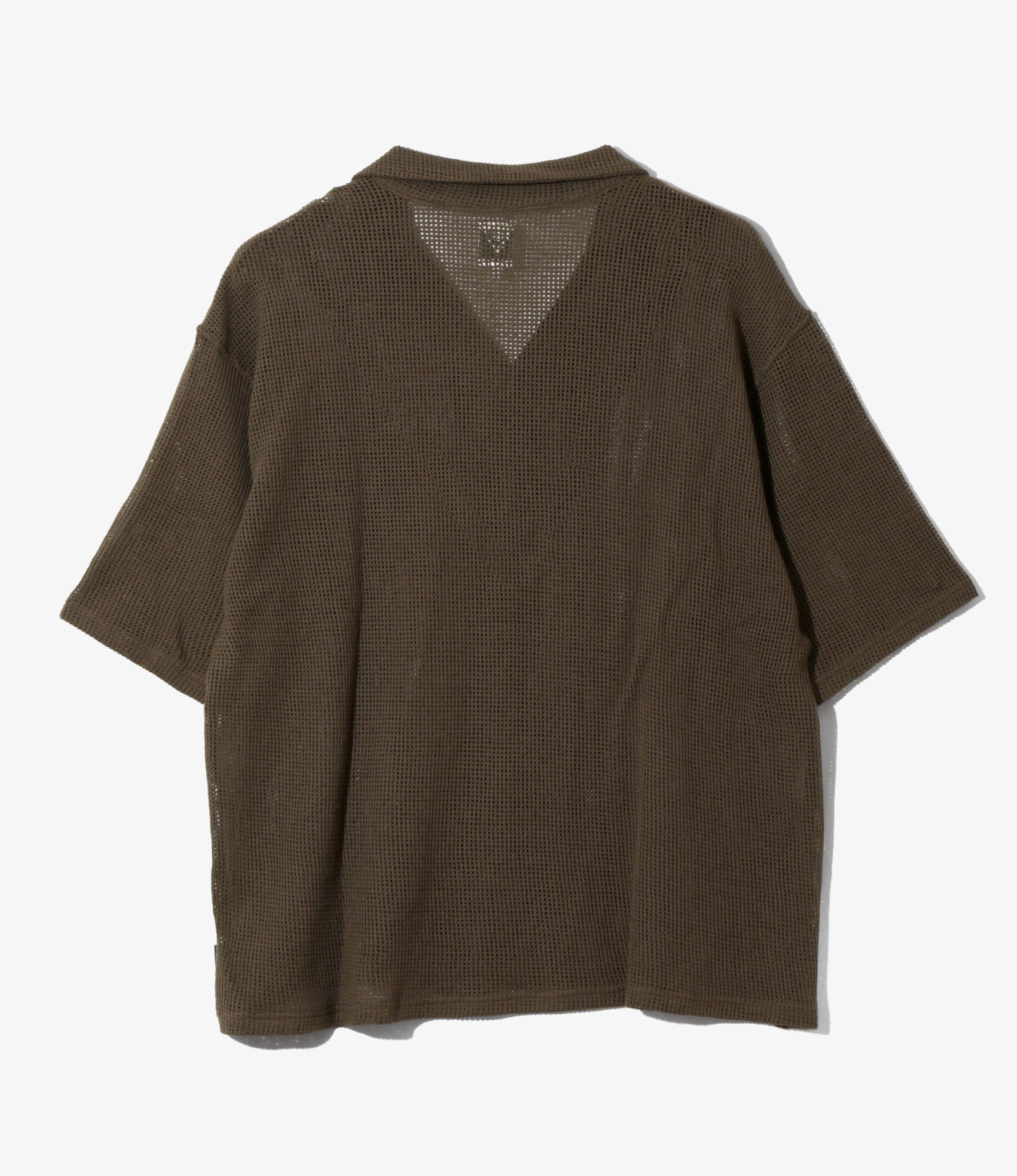 Women's S/S Open Collar Shirt - Olive - Cotton Mesh