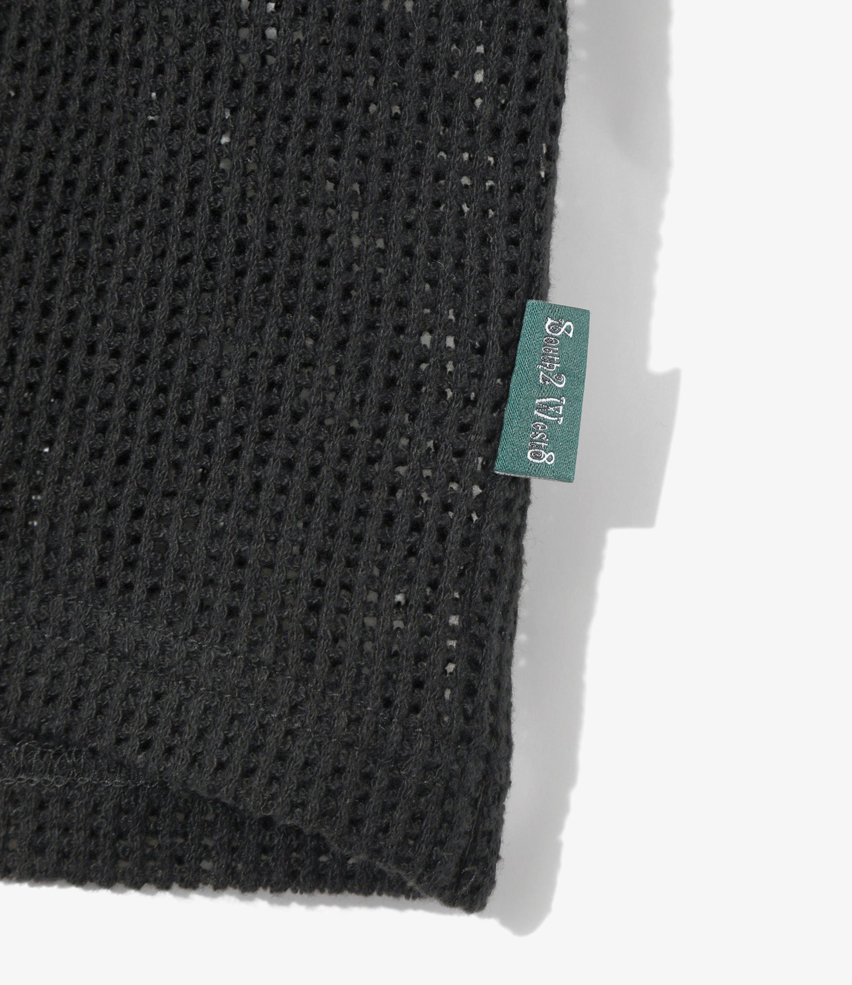 Women's S/S Open Collar Shirt - Black - Cotton Mesh