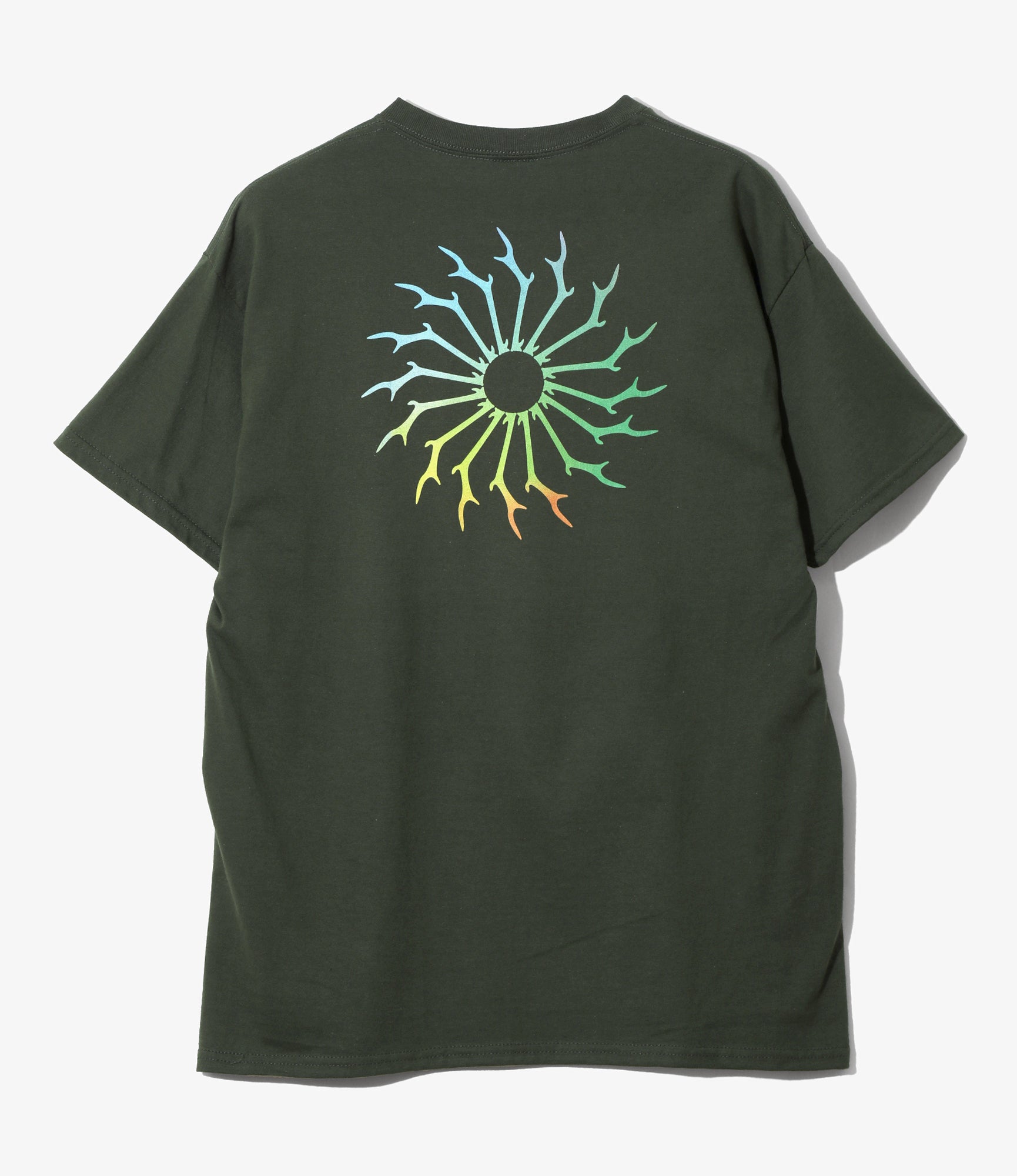 S/S Crew Neck Tee - Dk.Green - Skull & Target Gradation