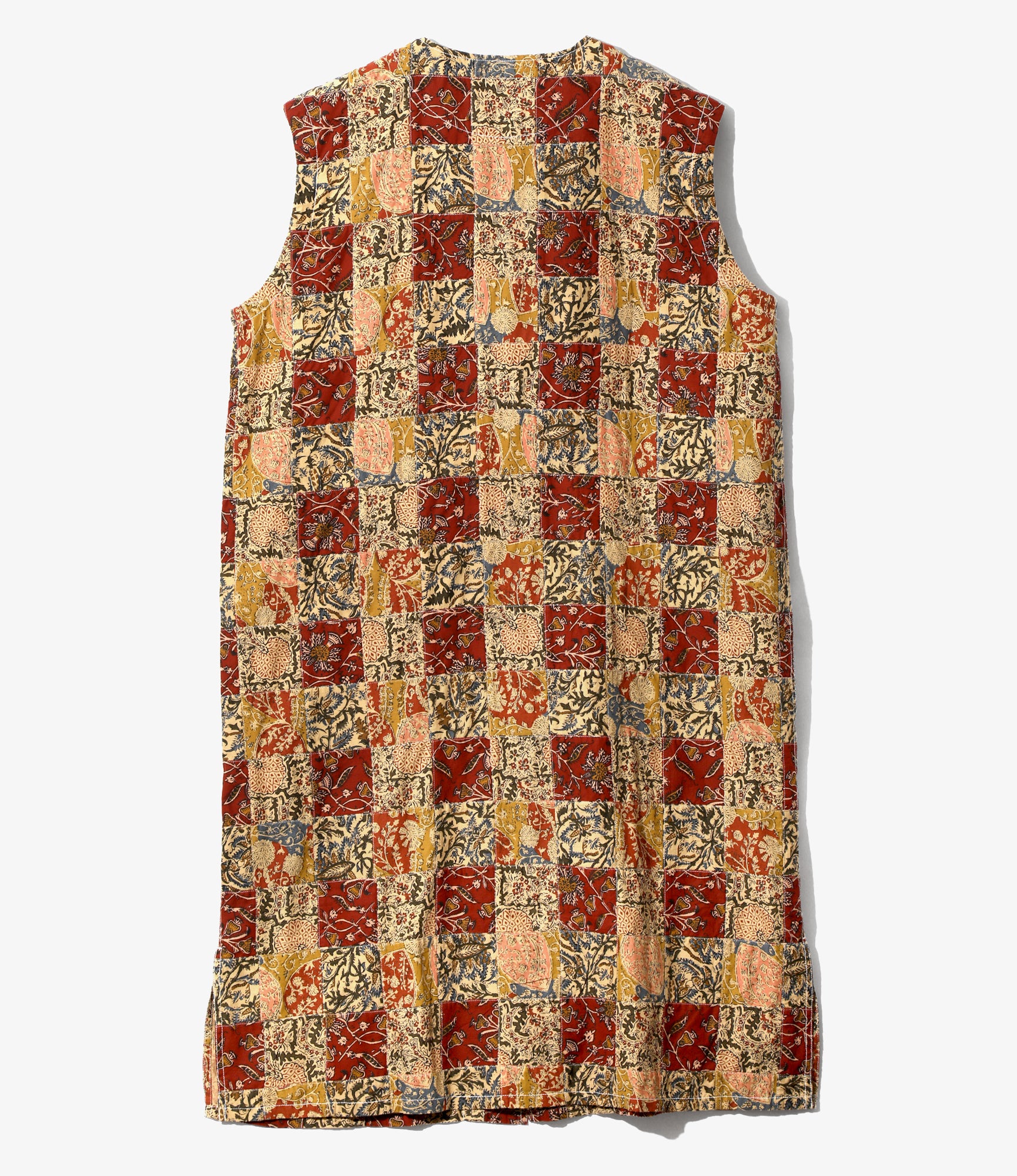 Women's Sleeveless V Neck Dress - Batik Patchwork - Batik Printed Patchwork