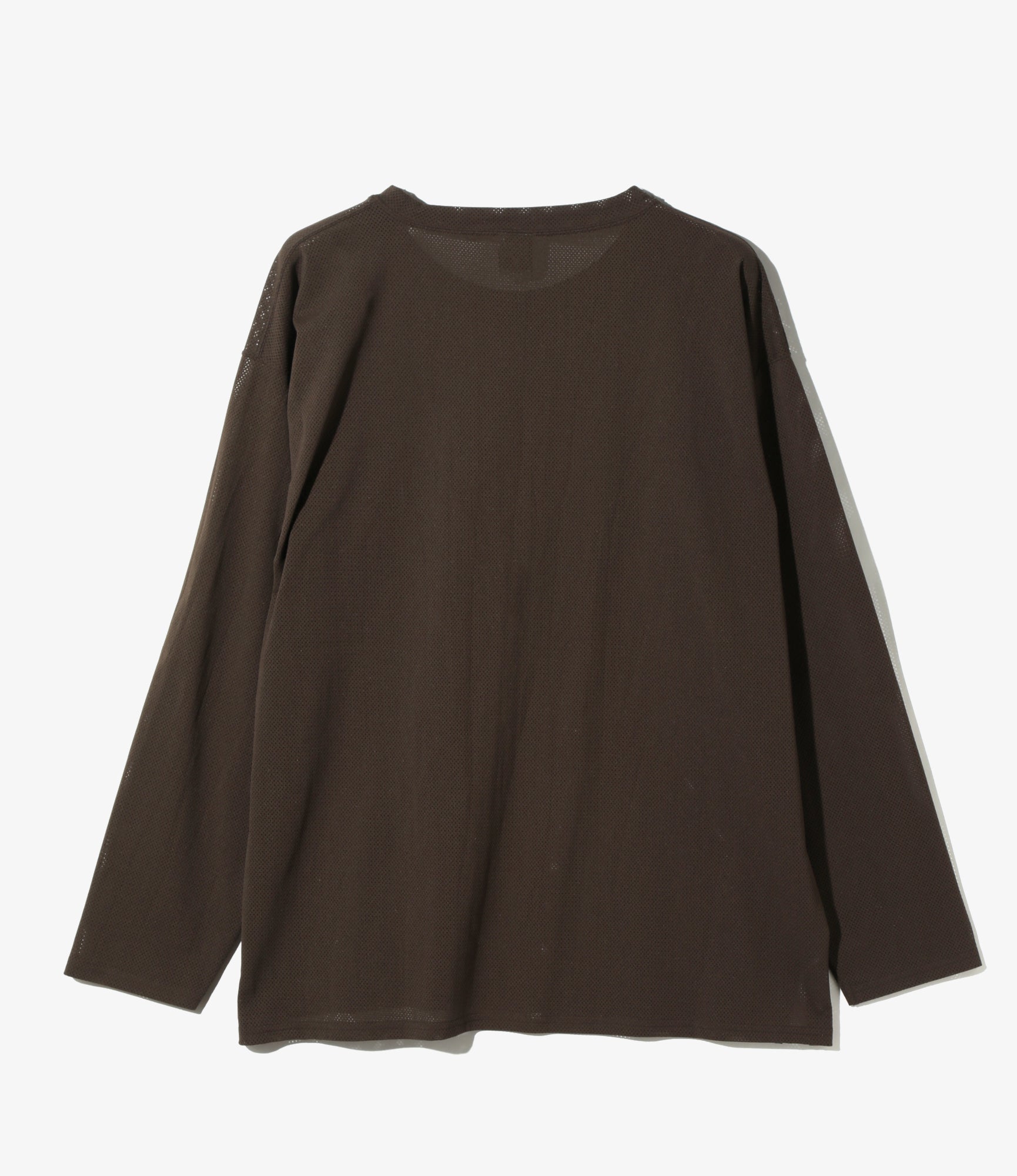 Crew Neck Shirt - Dk. Brown - Knit Mesh