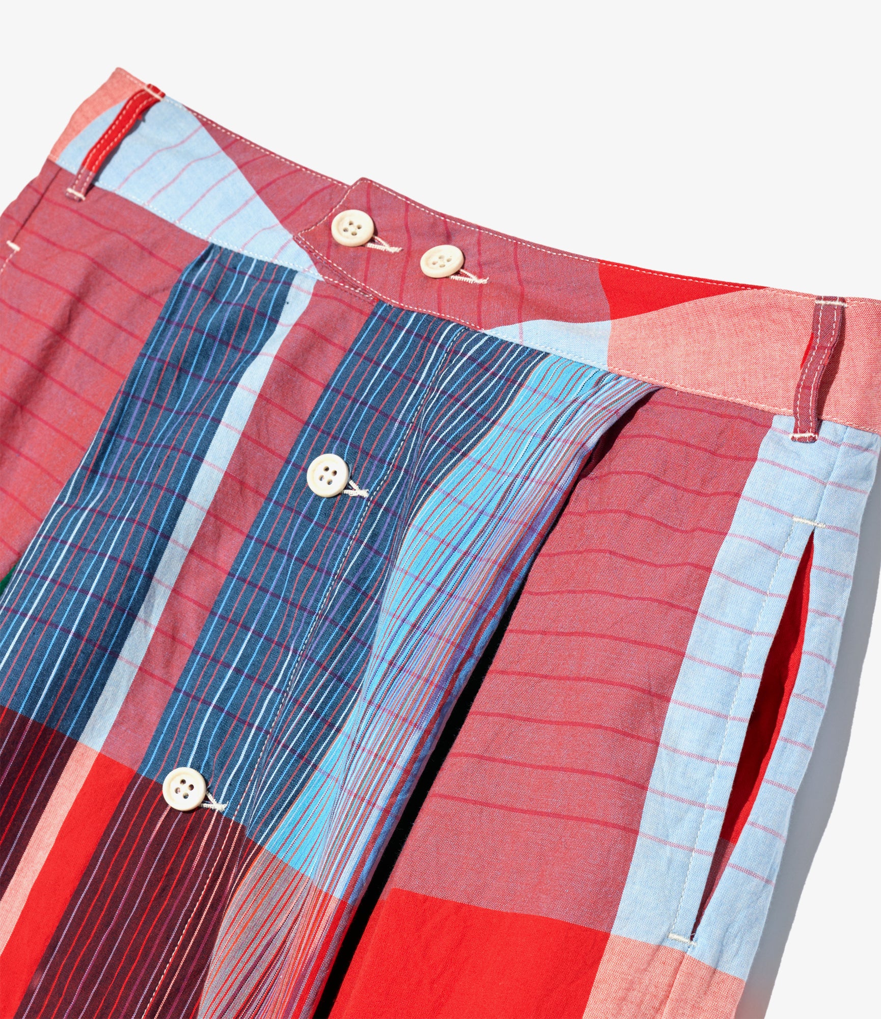 Women's Tuck Skirt - Red Cotton Big Madras Plaid