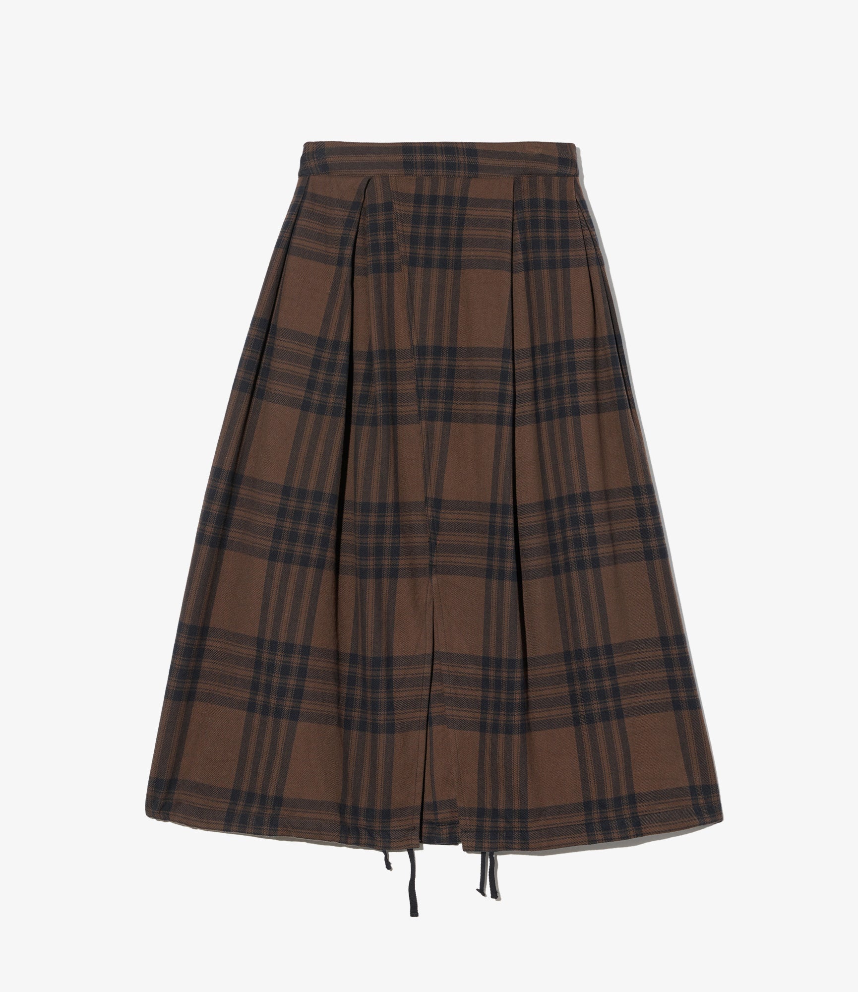 Women's Tuck Skirt - Brown/Black Cotton Flannel Plaid
