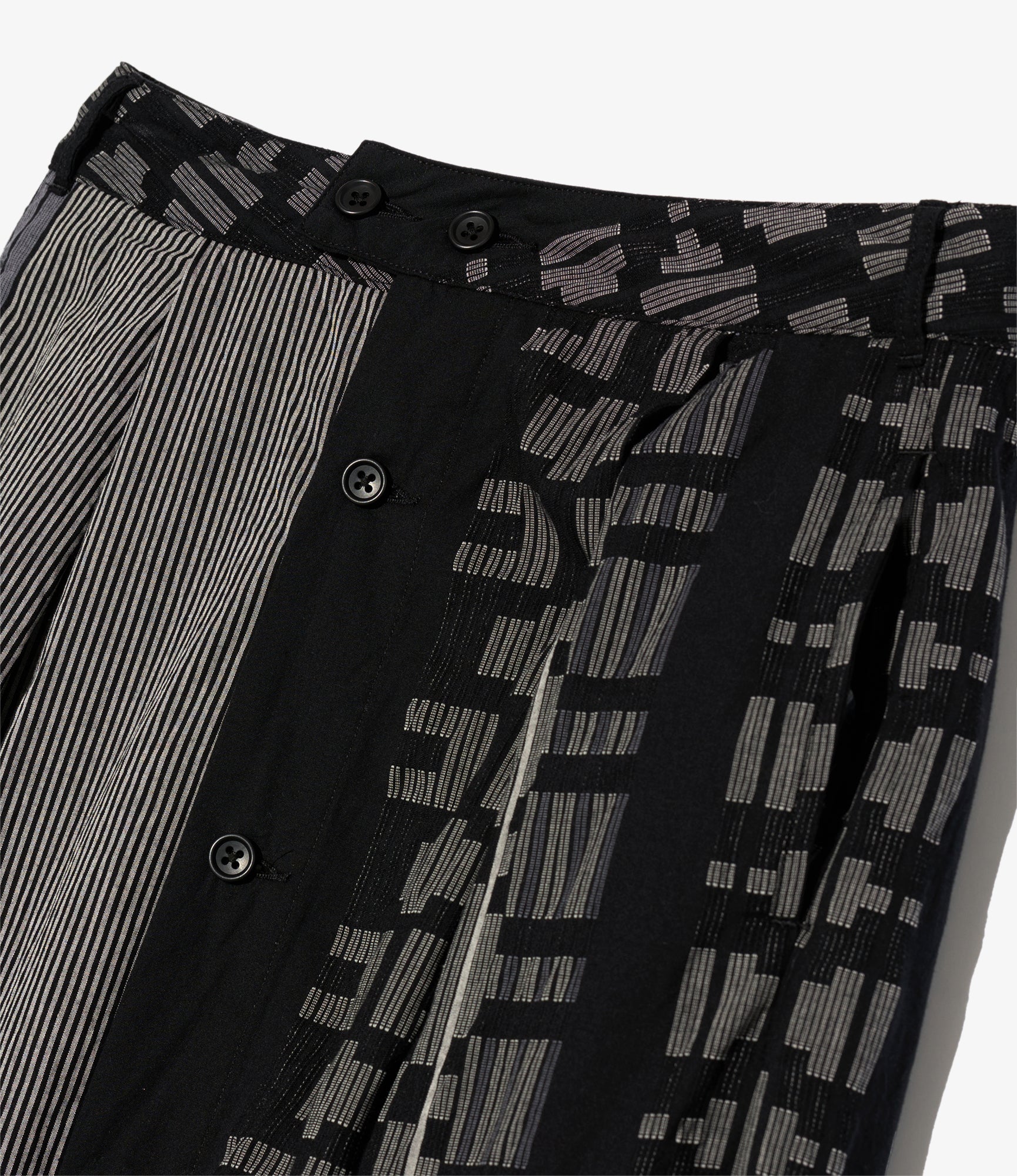 Women's Tuck Skirt - Black/Grey Multi Pattern Stripe Jq.