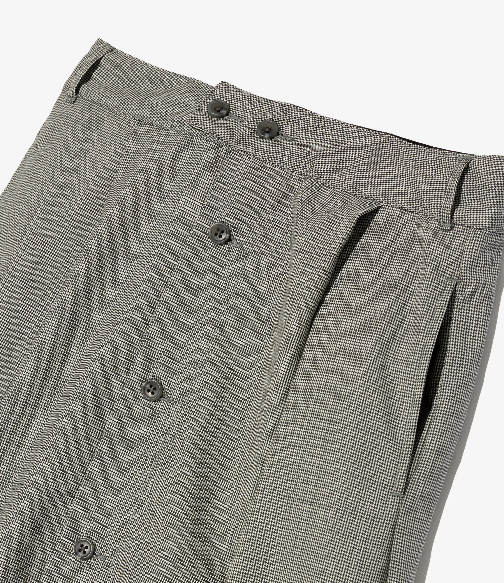 Women's Tuck Skirt - Grey Micro Houndstooth Tropical Wool