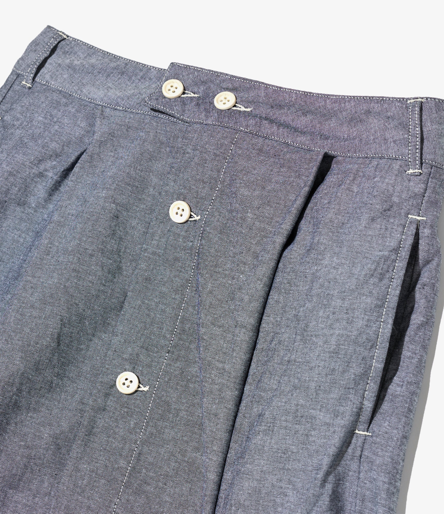 Women's Tuck Skirt - Grey Cotton Chambray