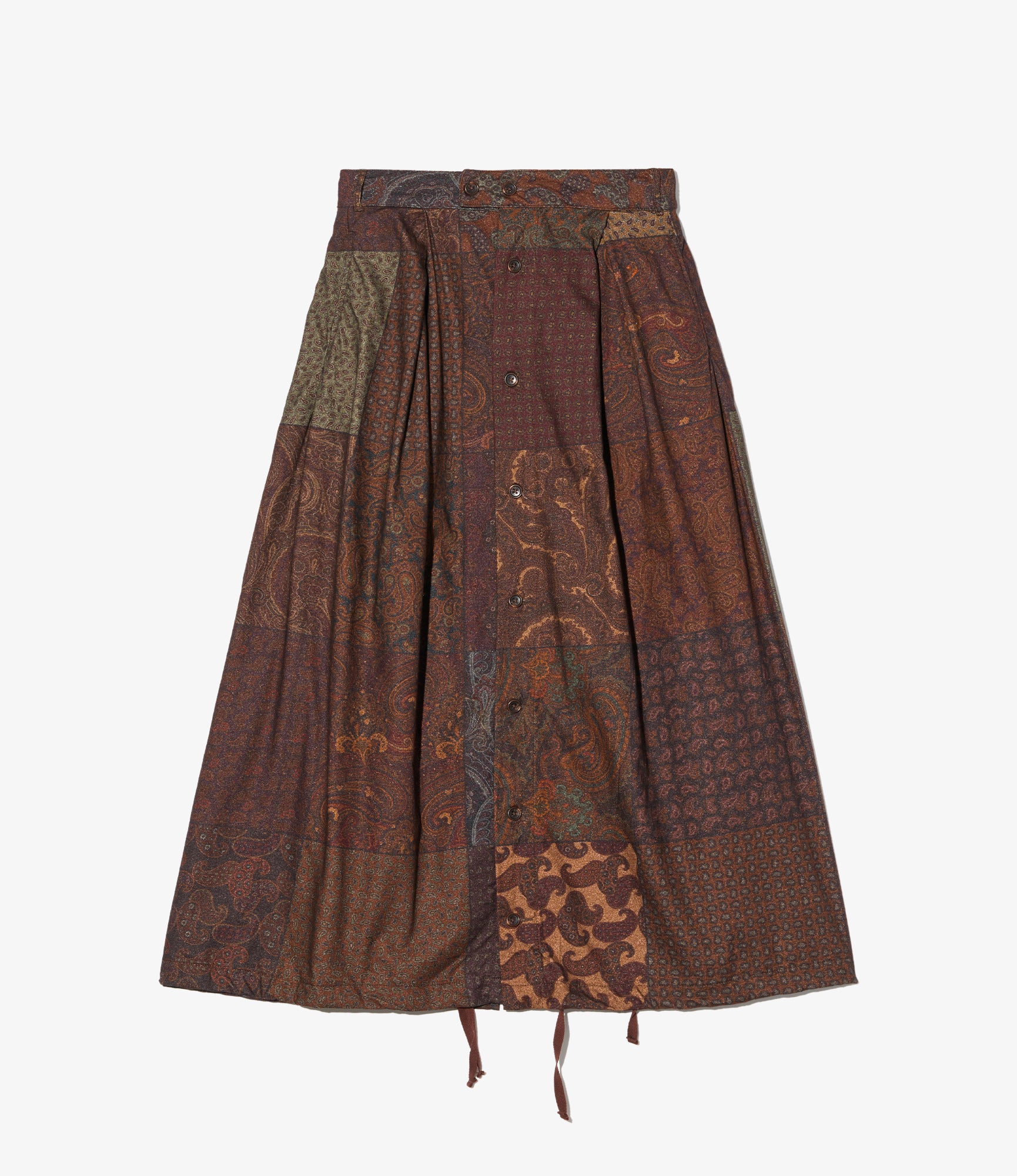 Women's Tuck Skirt - Dk. Brown Cotton Paisley PW Print