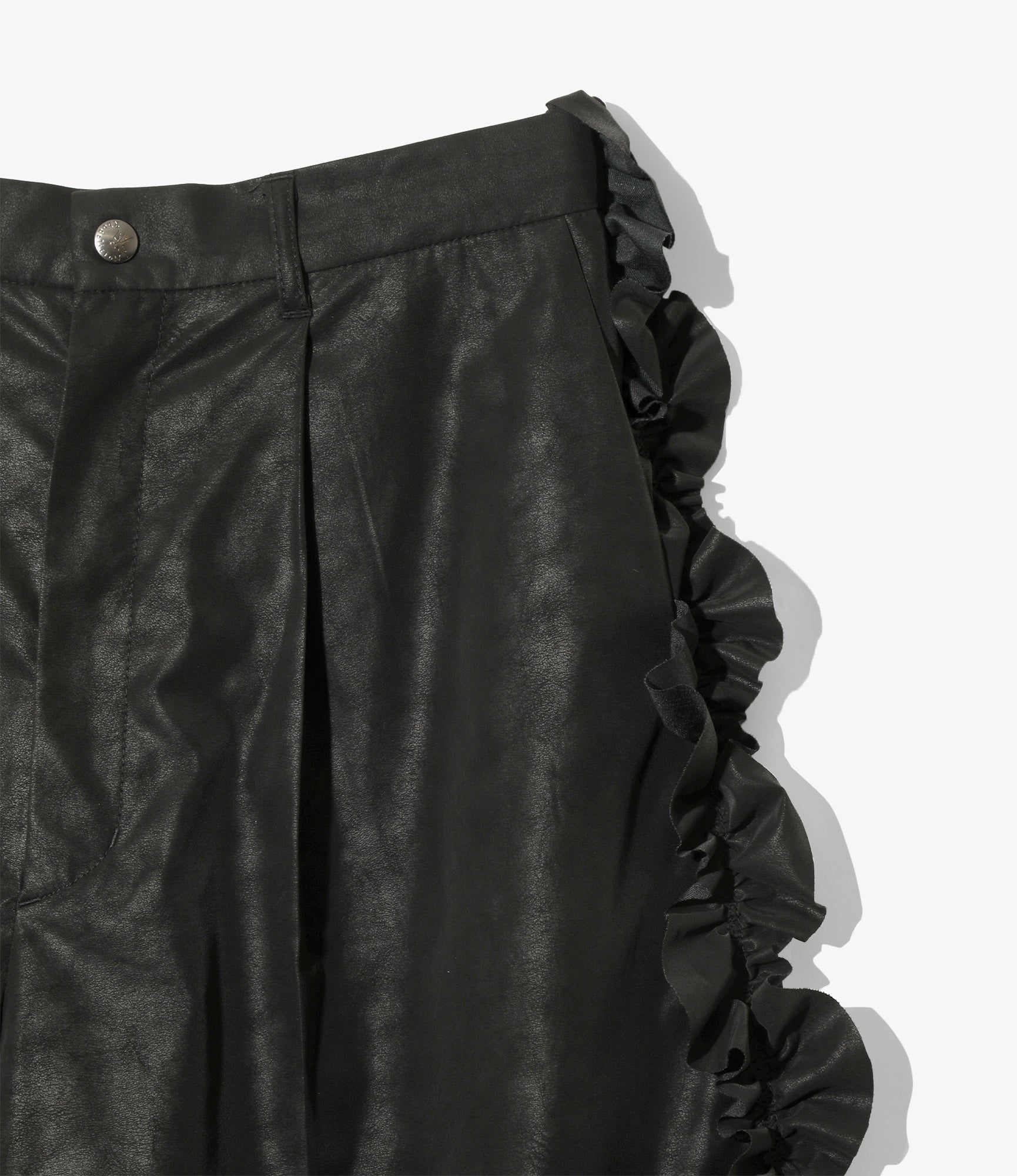 Women's Three Quarters Frill Side Pant - Black