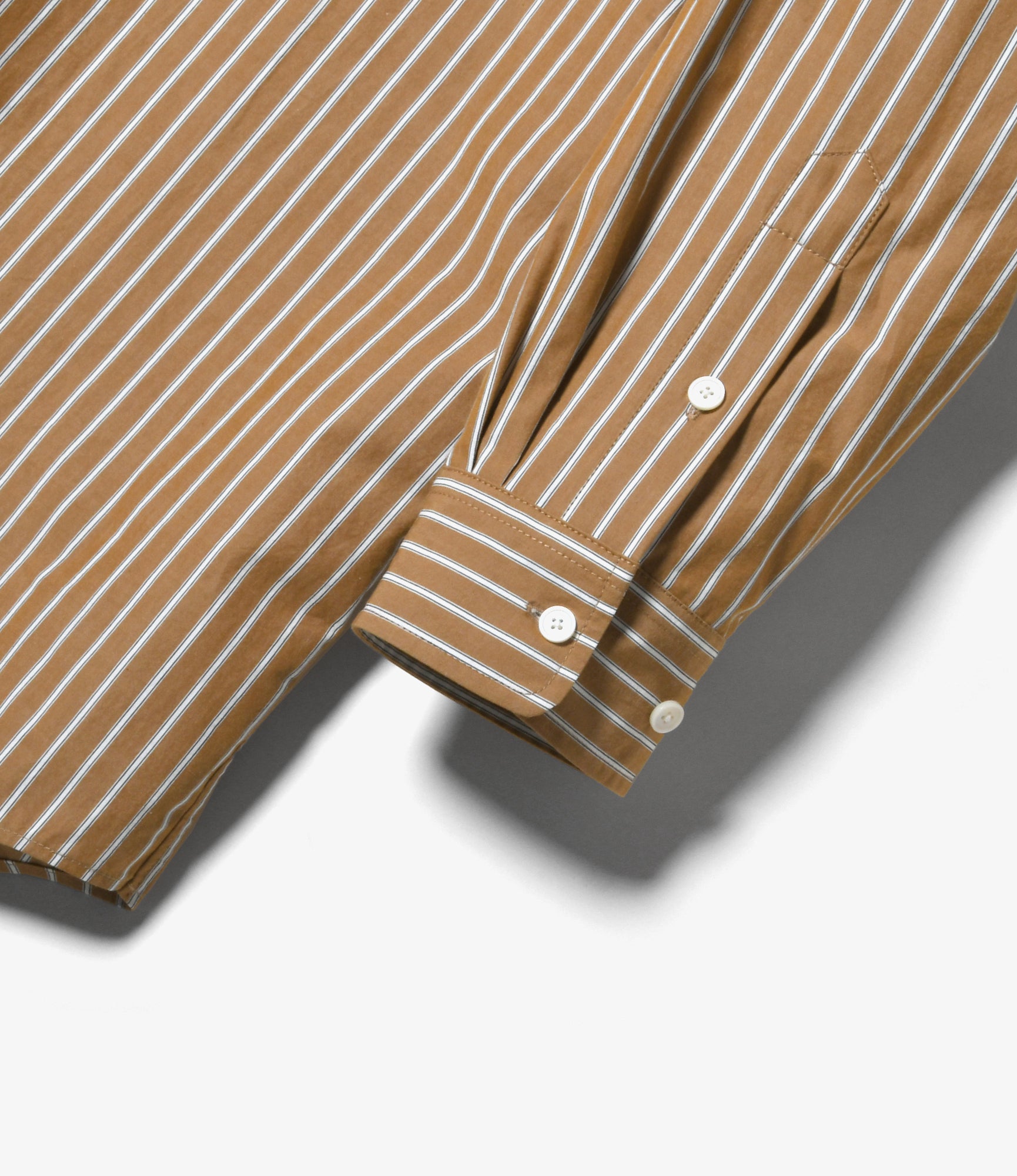Women's Double Layer Button-down Shirt Dress - Beige - Stripe