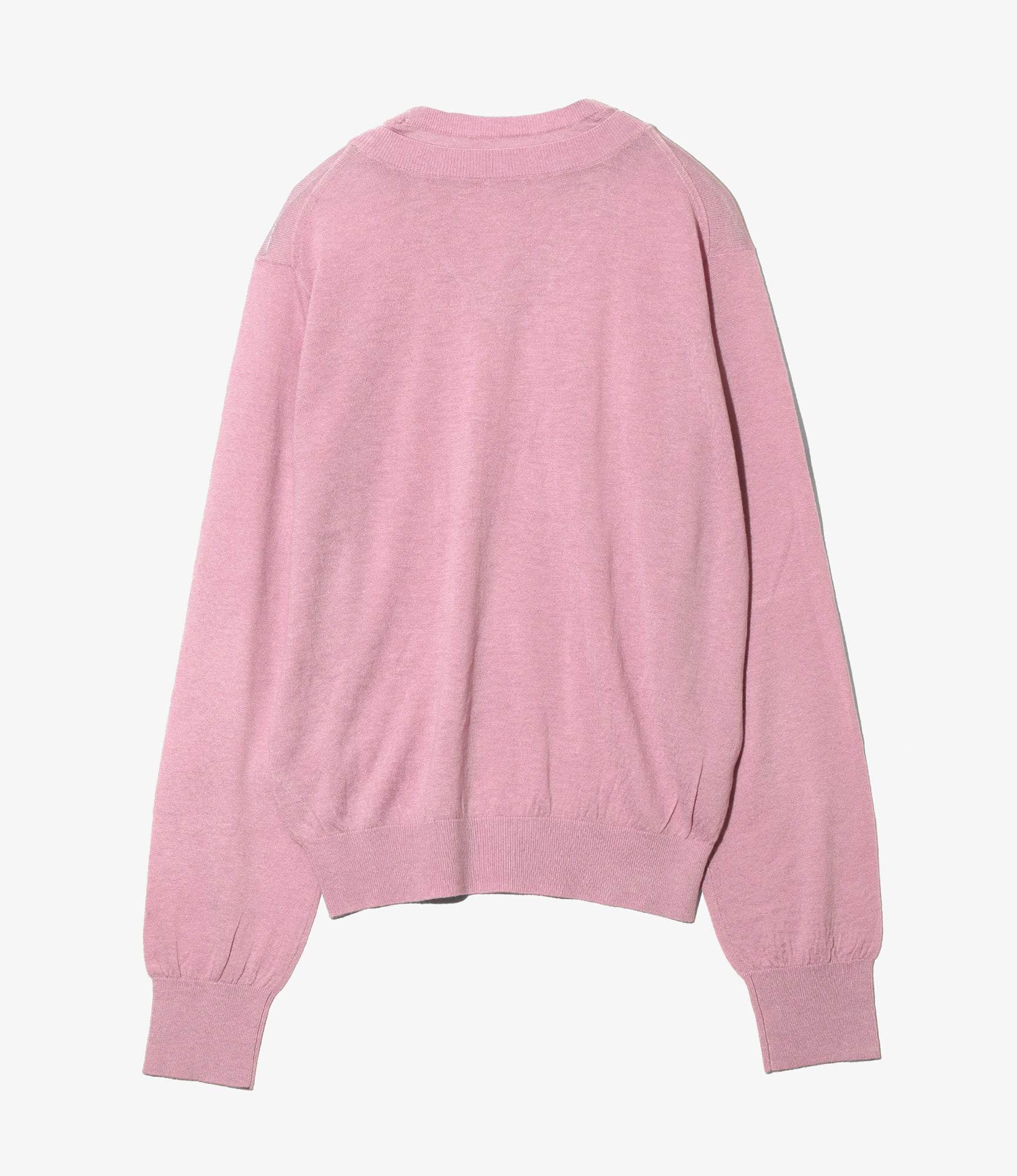Women's Faux-layered Sweater - Pink - Fine Gauge Knit