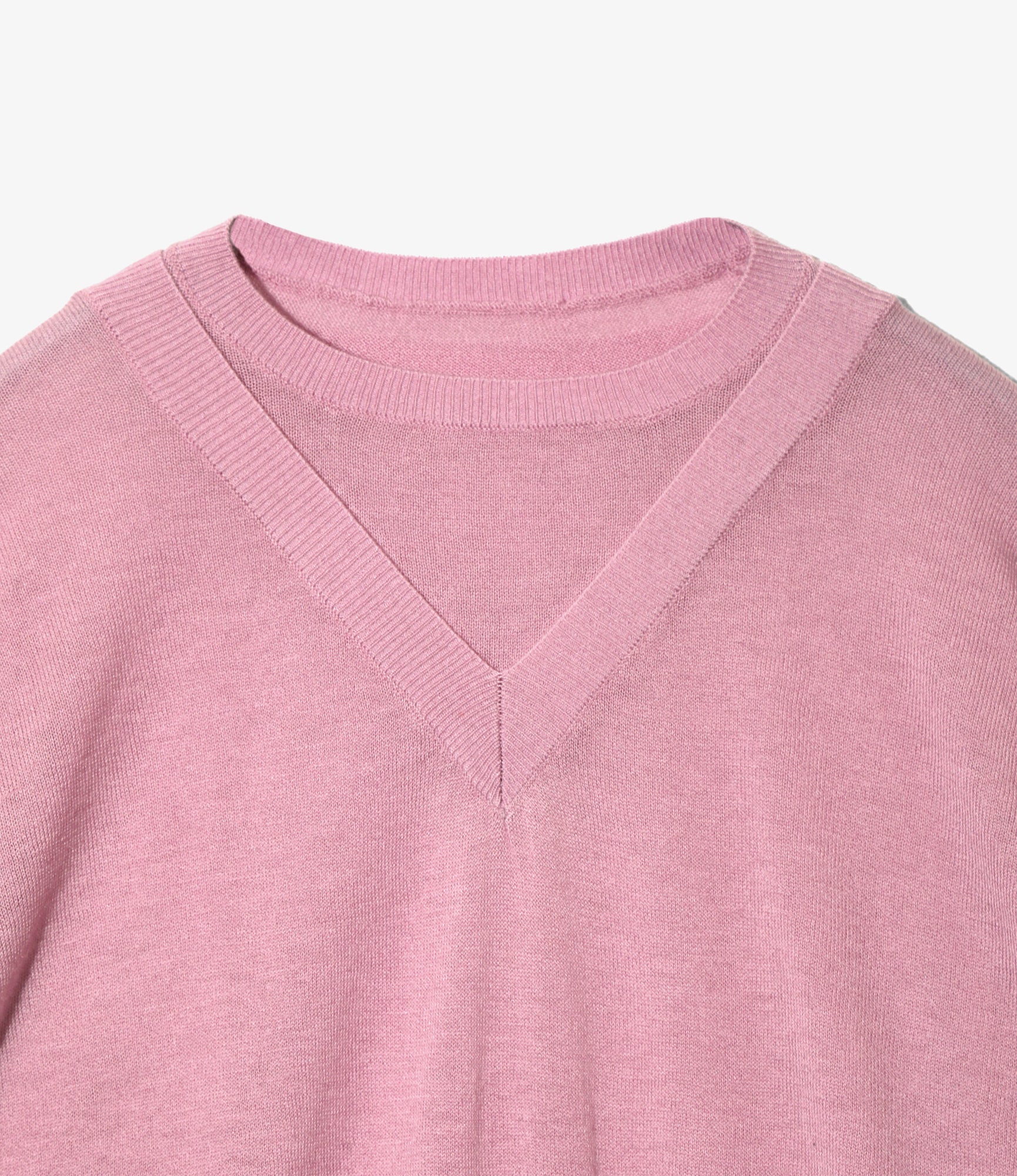 Women's Faux-layered Sweater - Pink - Fine Gauge Knit