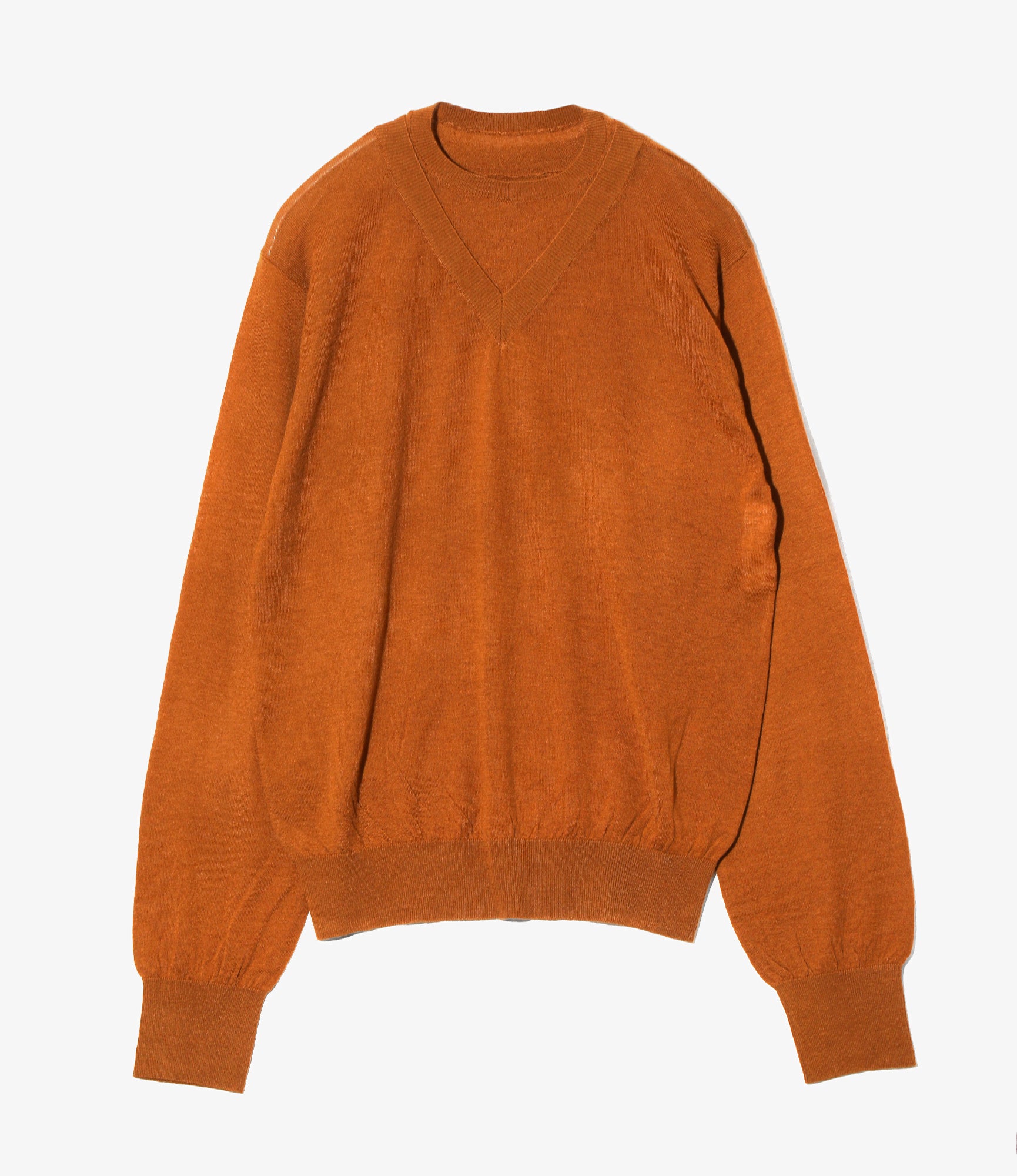 Women's Faux-layered Sweater - Brick - Fine Gauge Knit