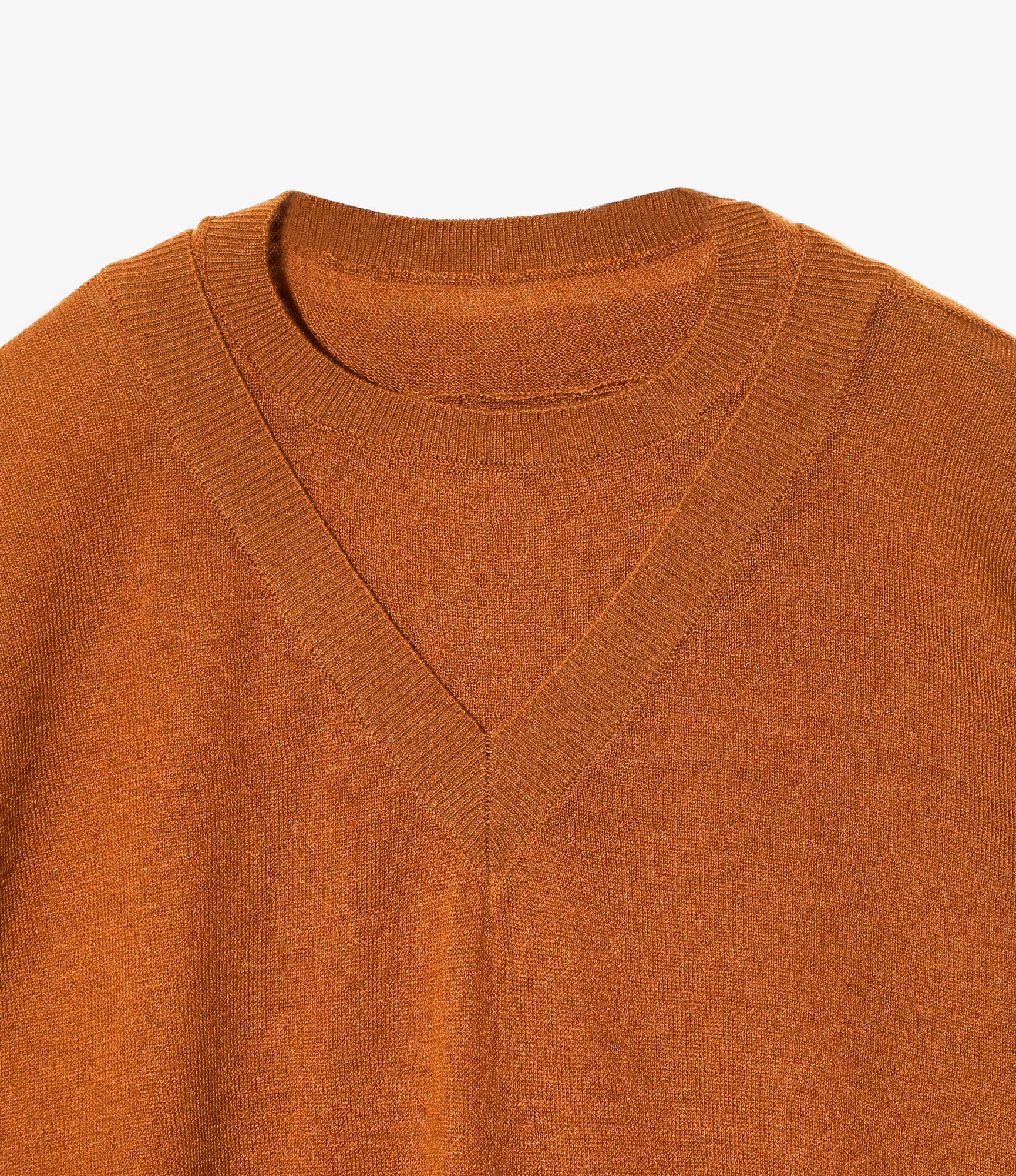 Women's Faux-layered Sweater - Brick - Fine Gauge Knit