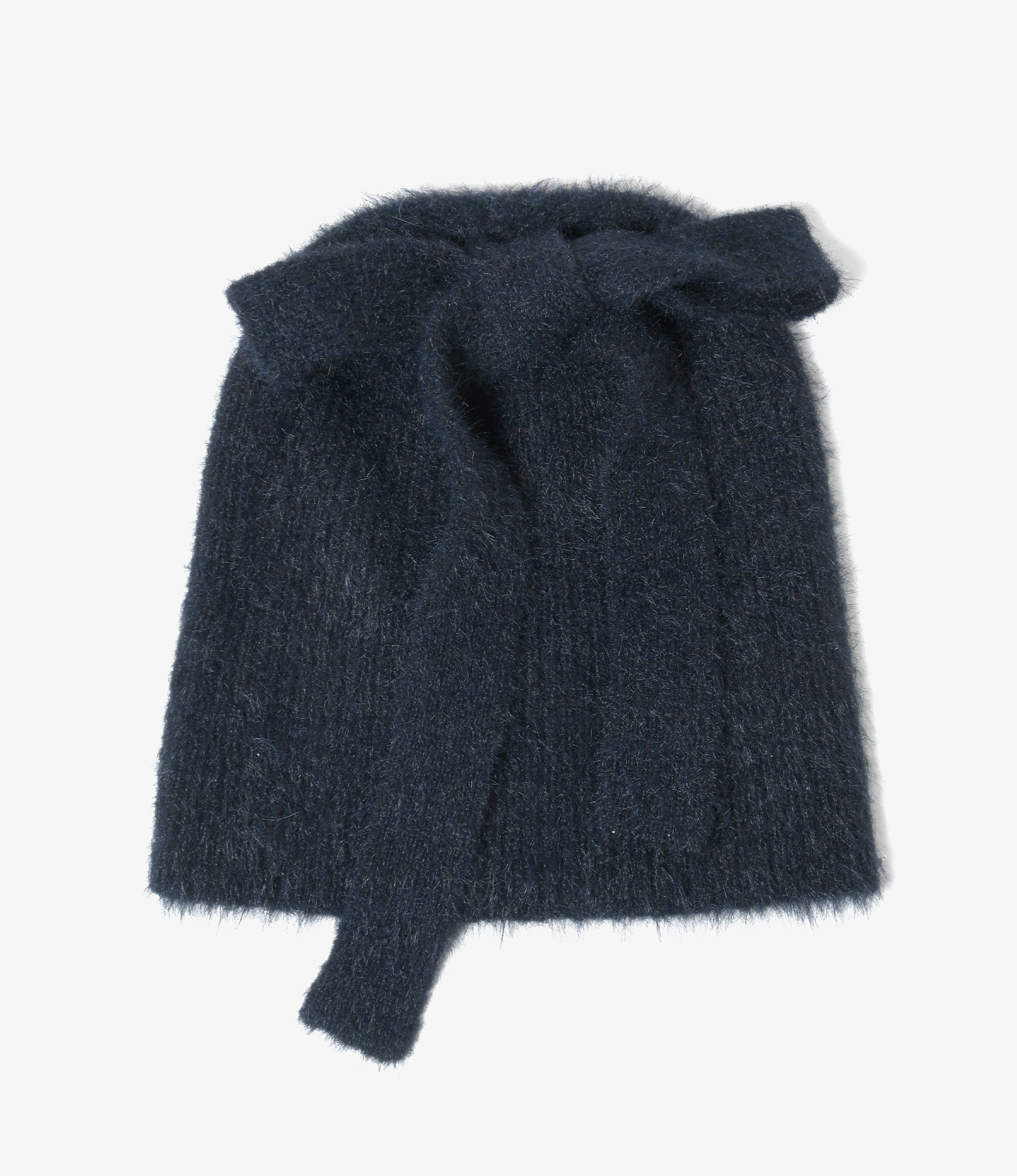 Women's Watch Cap With Bow - Black - Chenille Yarn