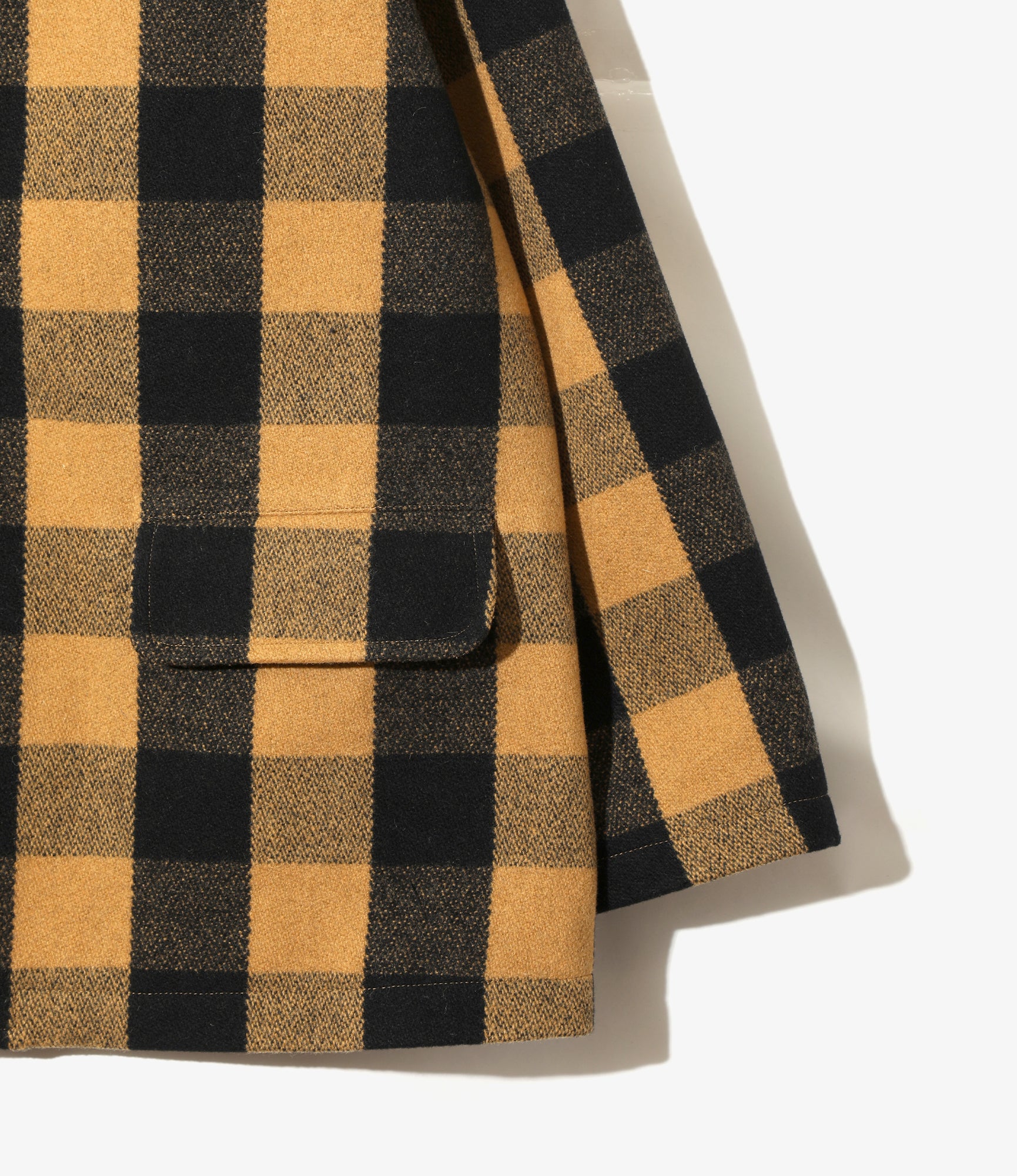 Round Collar Jacket - Yellow - Buffalo Plaid Melton