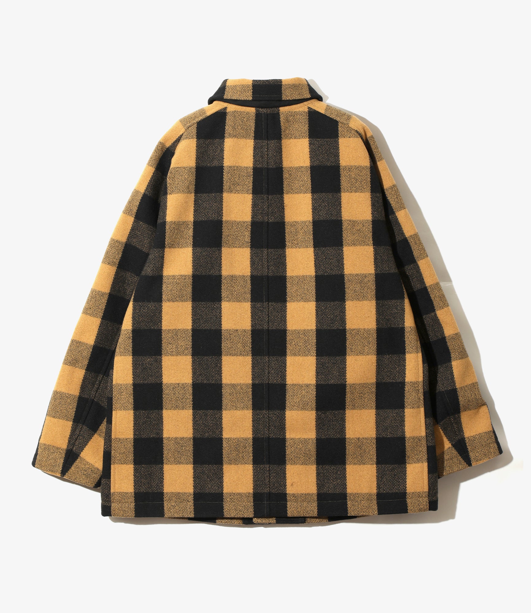 Round Collar Jacket - Yellow - Buffalo Plaid Melton