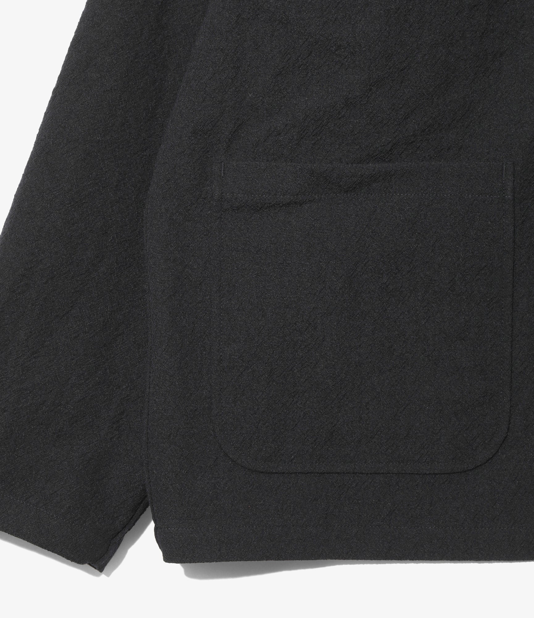 Stand Collar Jacket - Dk.Navy - Wool Diagonal Jacquard